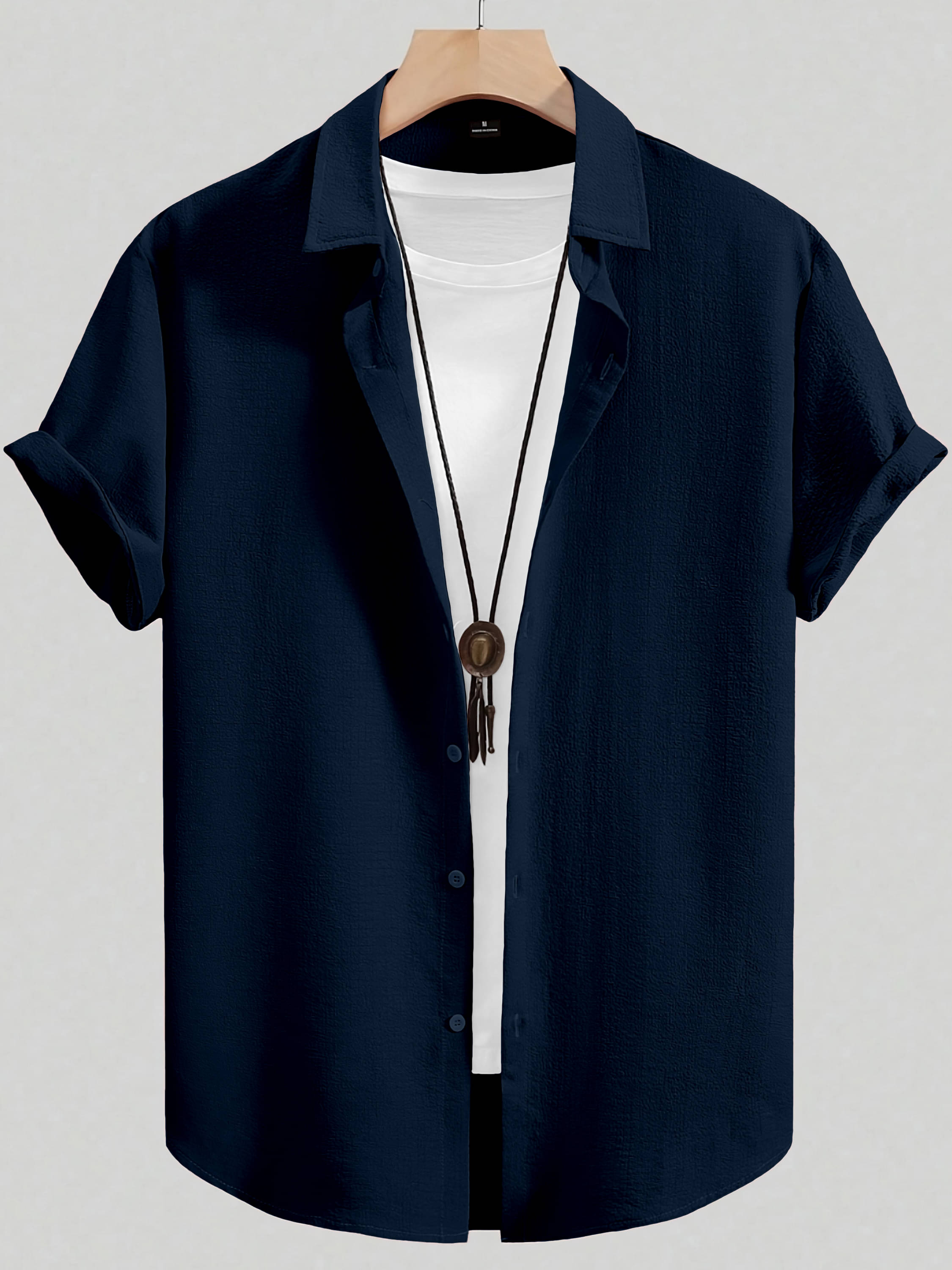 color bucket Cotton Blend Regular Fit Popcorn Textured Half Sleeves Men's Casual Shirt - Navy Blue ( Pack of 1 ) color bucket Cotton Blend Regular Fit Popcorn Textured Half Sleeves Men's Casual Shirt - Navy Blue ( Pack of 1 )