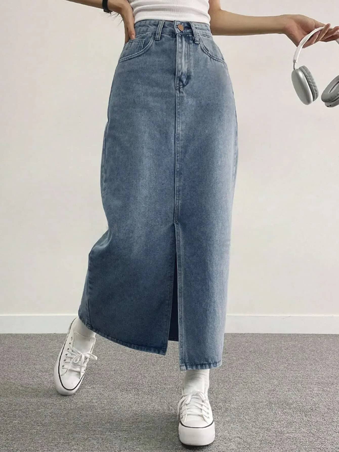     			dolsia Turquoise Denim Women's A-Line Skirt ( Pack of 1 )