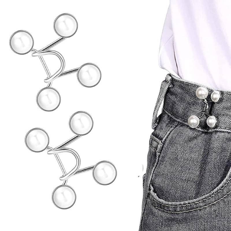     			2 PCS Pant Waist Tightener, Adjustable Waist Buckle Set, Extra Button for Jeans to Make Tighter, Button Adjuster for Pants, Jeans, Skirts, Sleeves,