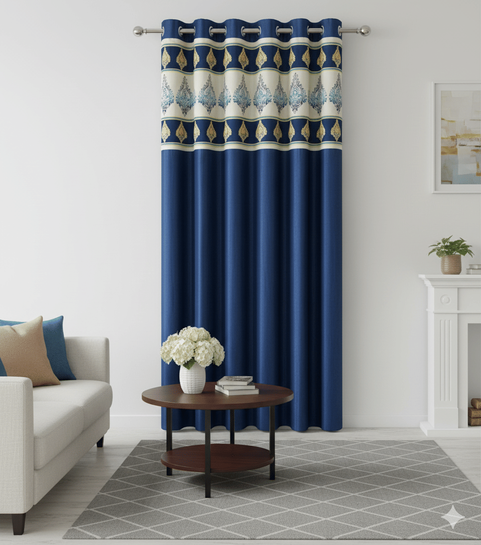 AADI TRADERS Solid Semi-Transparent Eyelet Curtain 9 ft ( Pack of 1 ) - Blue AADI TRADERS Solid Semi-Transparent Eyelet Curtain 9 ft ( Pack of 1 ) - Blue