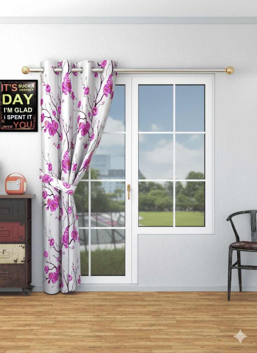     			AADI TRADERS Solid Semi-Transparent Eyelet Curtain 7 ft ( Pack of 1 ) - Purple