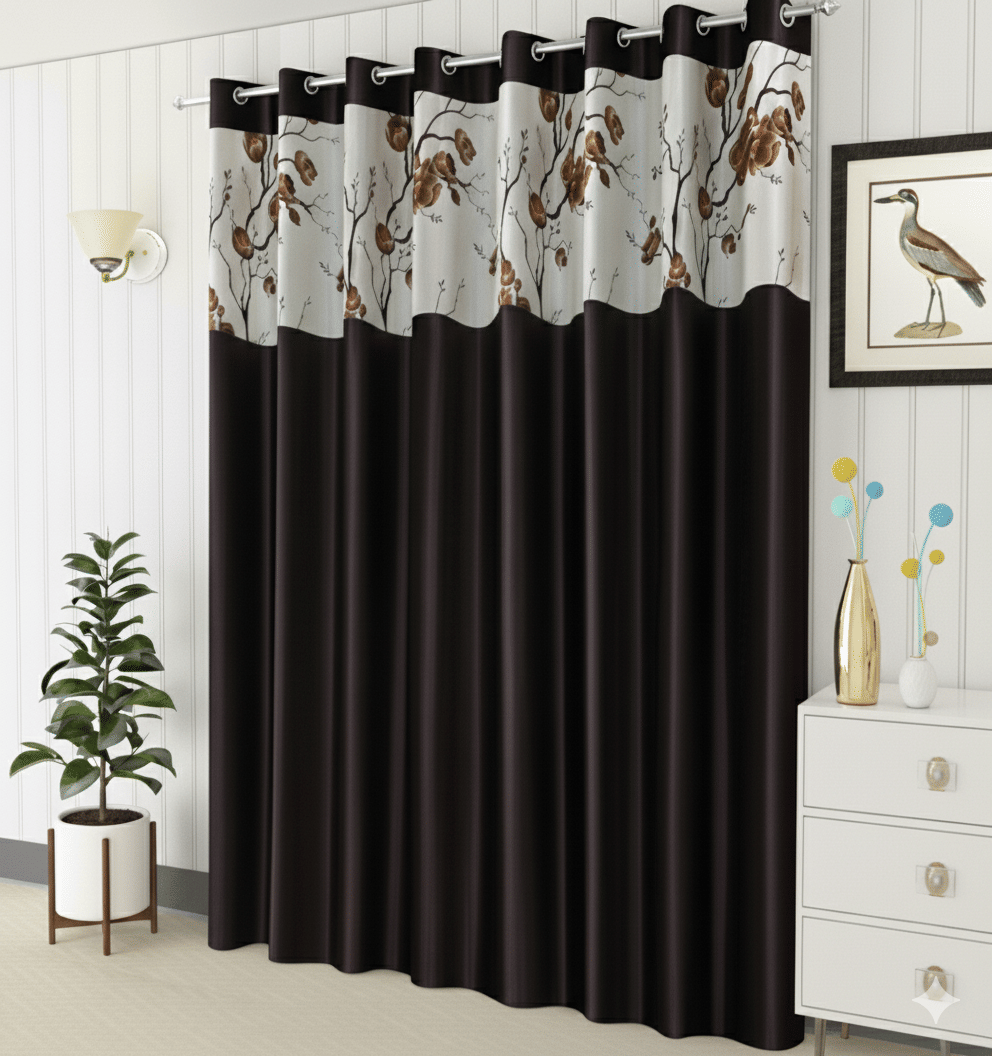     			AADI TRADERS Solid Semi-Transparent Eyelet Curtain 9 ft ( Pack of 1 ) - Brown