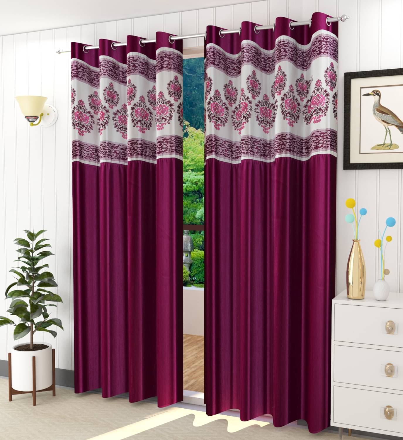     			AADI TRADERS Solid Semi-Transparent Eyelet Curtain 9 ft ( Pack of 1 ) - Wine