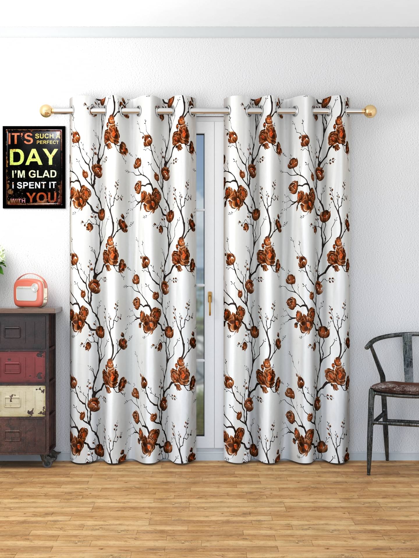     			AADI TRADERS Solid Semi-Transparent Eyelet Curtain 9 ft ( Pack of 1 ) - Brown