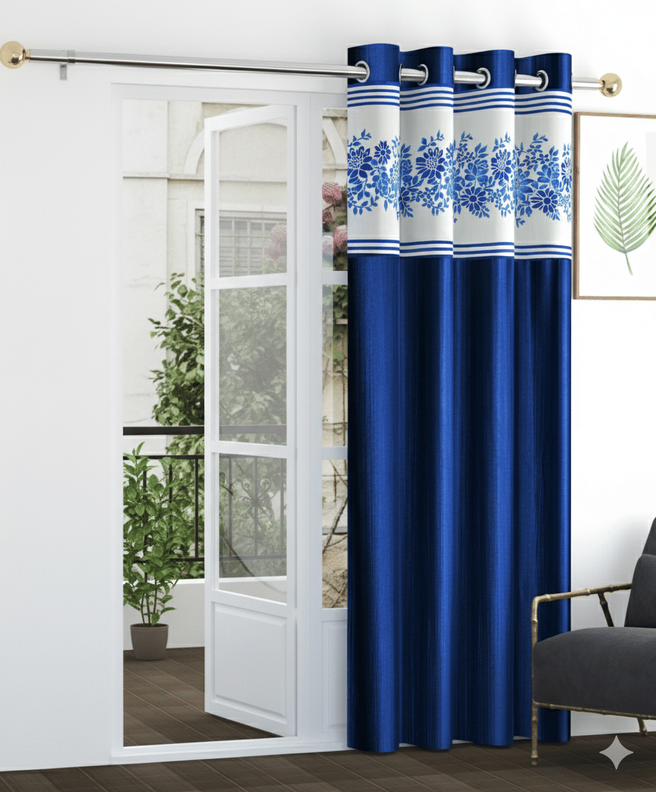 AADI TRADERS Solid Semi-Transparent Eyelet Curtain 5 ft ( Pack of 1 ) - Blue     			AADI TRADERS Solid Semi-Transparent Eyelet Curtain 5 ft ( Pack of 1 ) - Blue