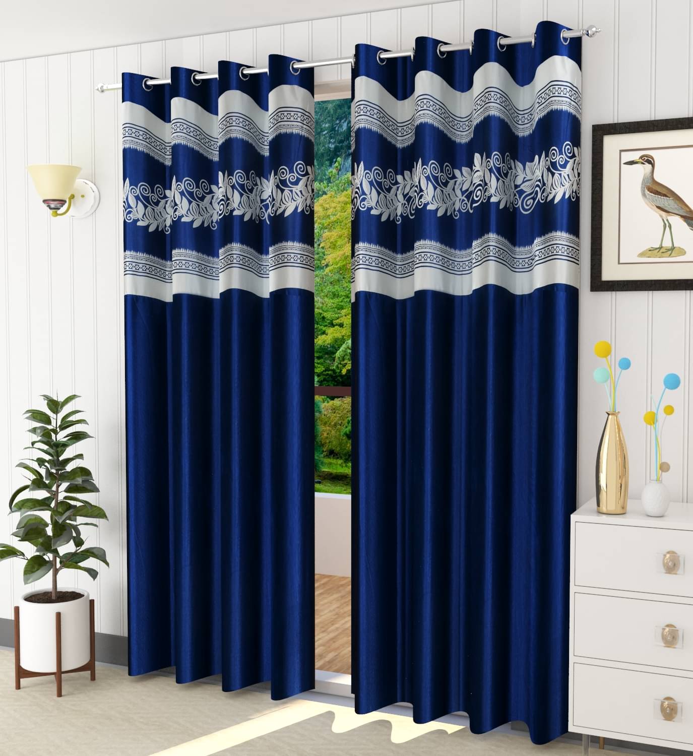     			AADI TRADERS Solid Semi-Transparent Eyelet Curtain 7 ft ( Pack of 1 ) - Blue