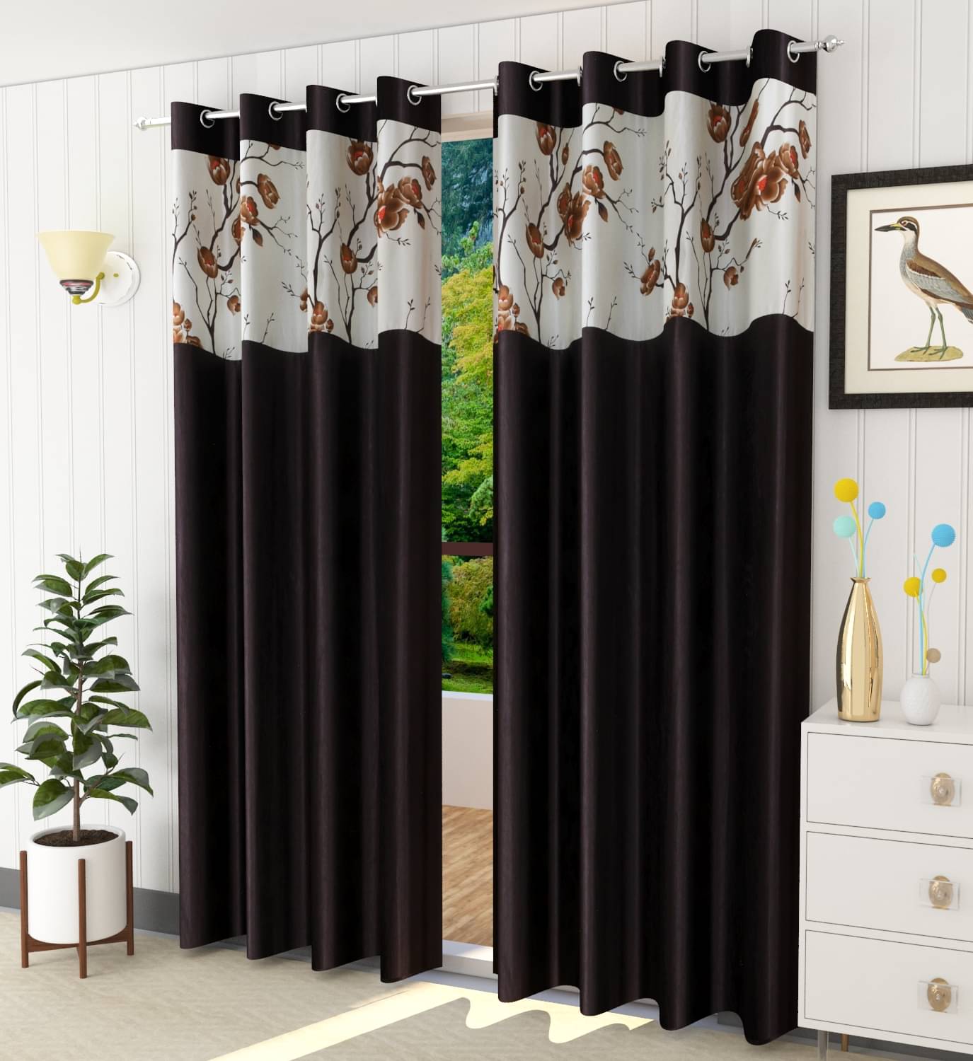     			AADI TRADERS Solid Semi-Transparent Eyelet Curtain 5 ft ( Pack of 1 ) - Brown