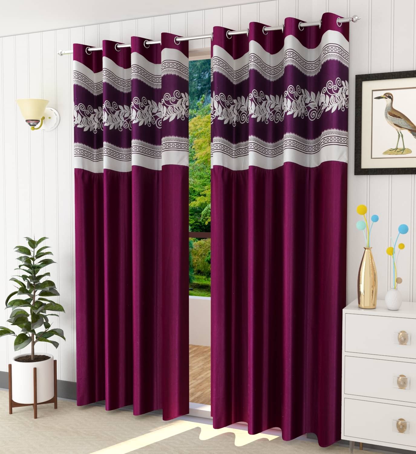 AADI TRADERS Solid Semi-Transparent Eyelet Curtain 9 ft ( Pack of 1 ) - Wine AADI TRADERS Solid Semi-Transparent Eyelet Curtain 9 ft ( Pack of 1 ) - Wine