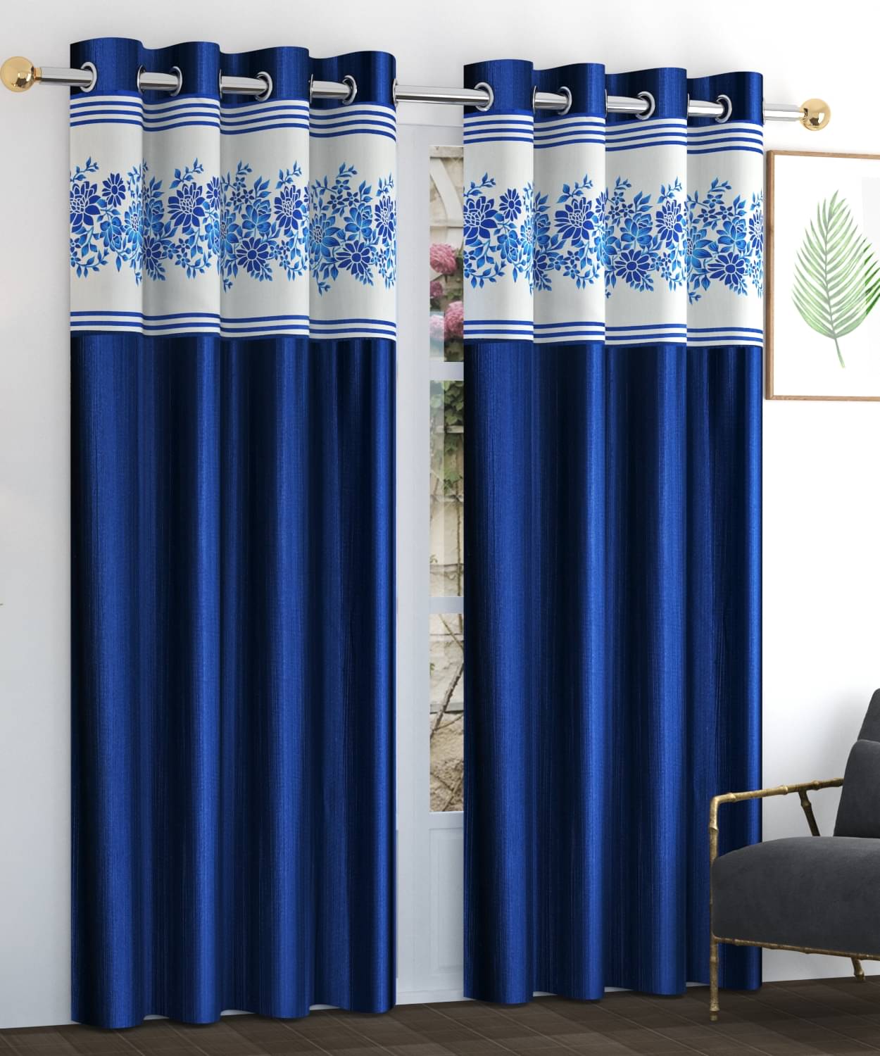 AADI TRADERS Solid Semi-Transparent Eyelet Curtain 5 ft ( Pack of 1 ) - Blue AADI TRADERS Solid Semi-Transparent Eyelet Curtain 5 ft ( Pack of 1 ) - Blue