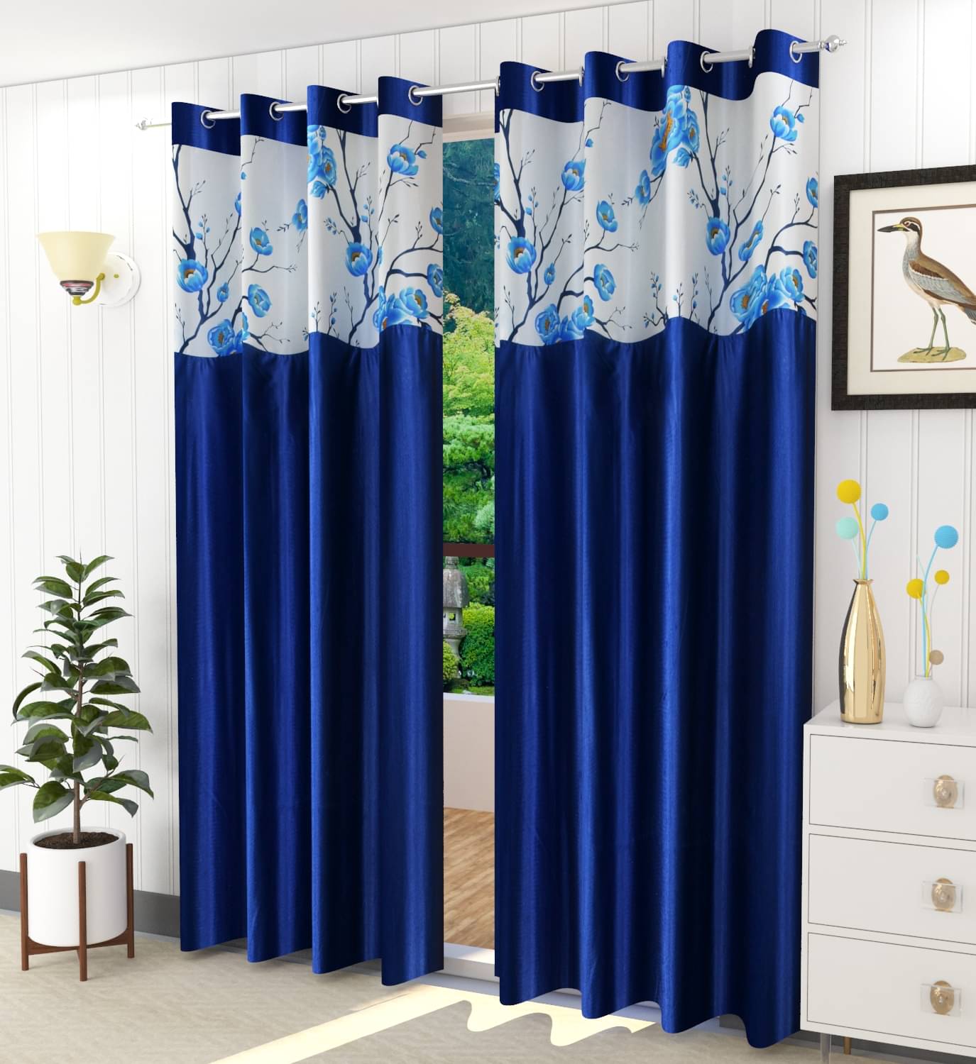 AADI TRADERS Solid Semi-Transparent Eyelet Curtain 5 ft ( Pack of 1 ) - Navy Blue AADI TRADERS Solid Semi-Transparent Eyelet Curtain 5 ft ( Pack of 1 ) - Navy Blue
