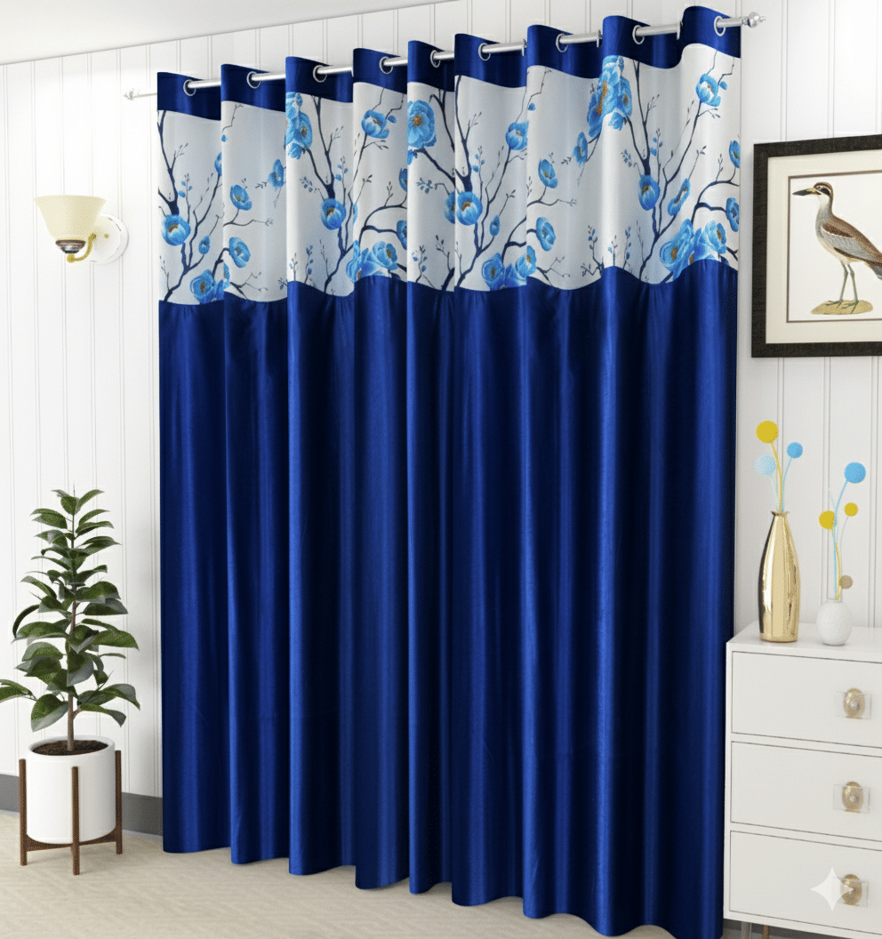 AADI TRADERS Solid Semi-Transparent Eyelet Curtain 5 ft ( Pack of 1 ) - Navy Blue AADI TRADERS Solid Semi-Transparent Eyelet Curtain 5 ft ( Pack of 1 ) - Navy Blue