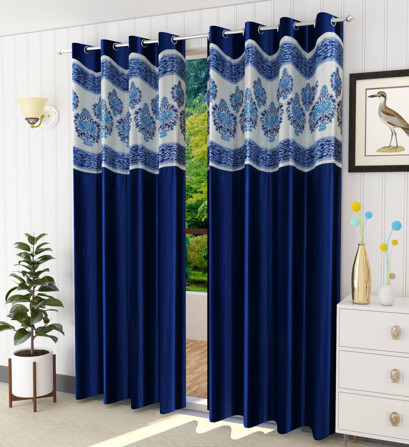 AADI TRADERS Solid Semi-Transparent Eyelet Curtain 5 ft ( Pack of 1 ) - Blue AADI TRADERS Solid Semi-Transparent Eyelet Curtain 5 ft ( Pack of 1 ) - Blue
