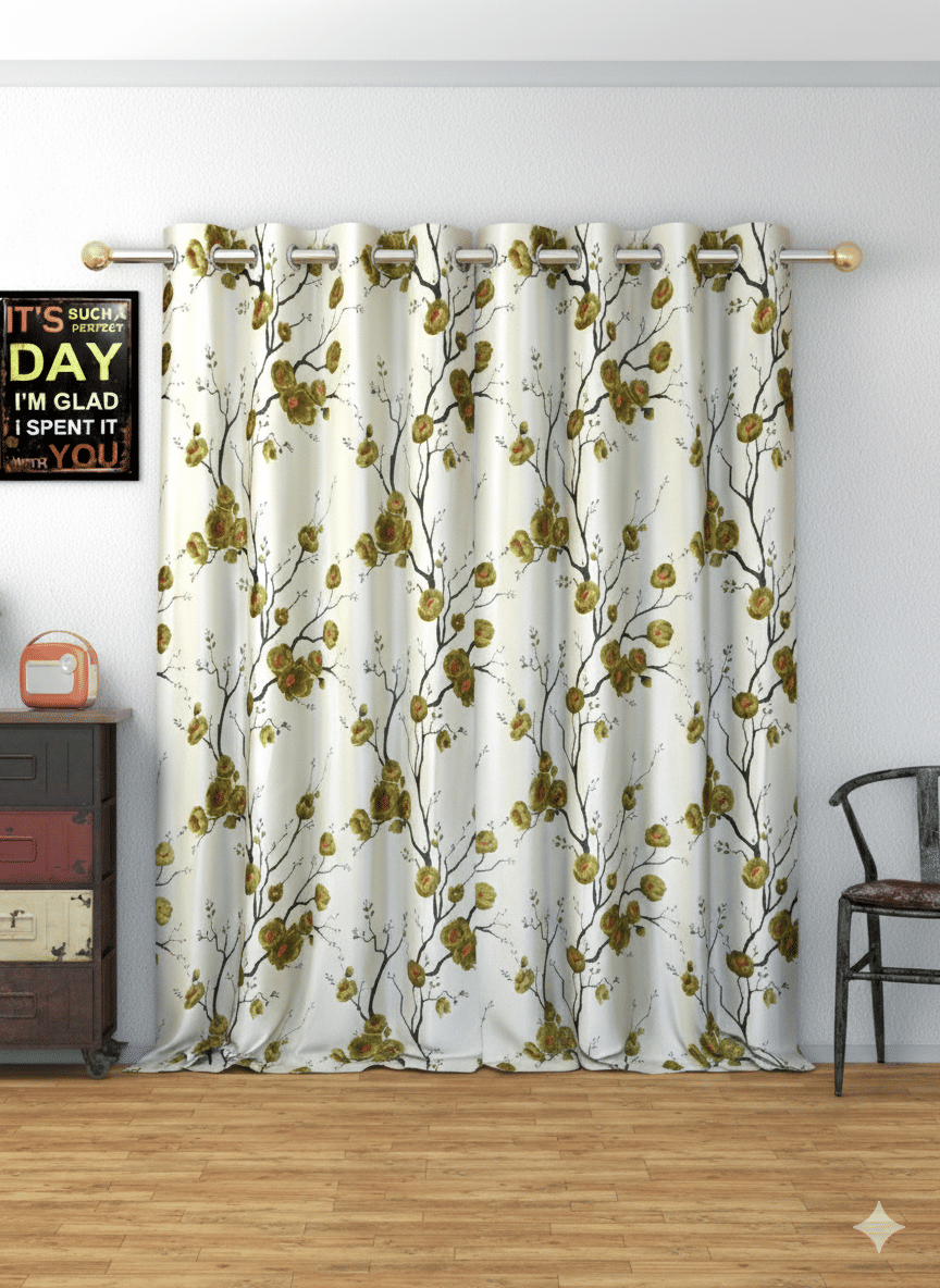     			AADI TRADERS Solid Semi-Transparent Eyelet Curtain 7 ft ( Pack of 1 ) - Green