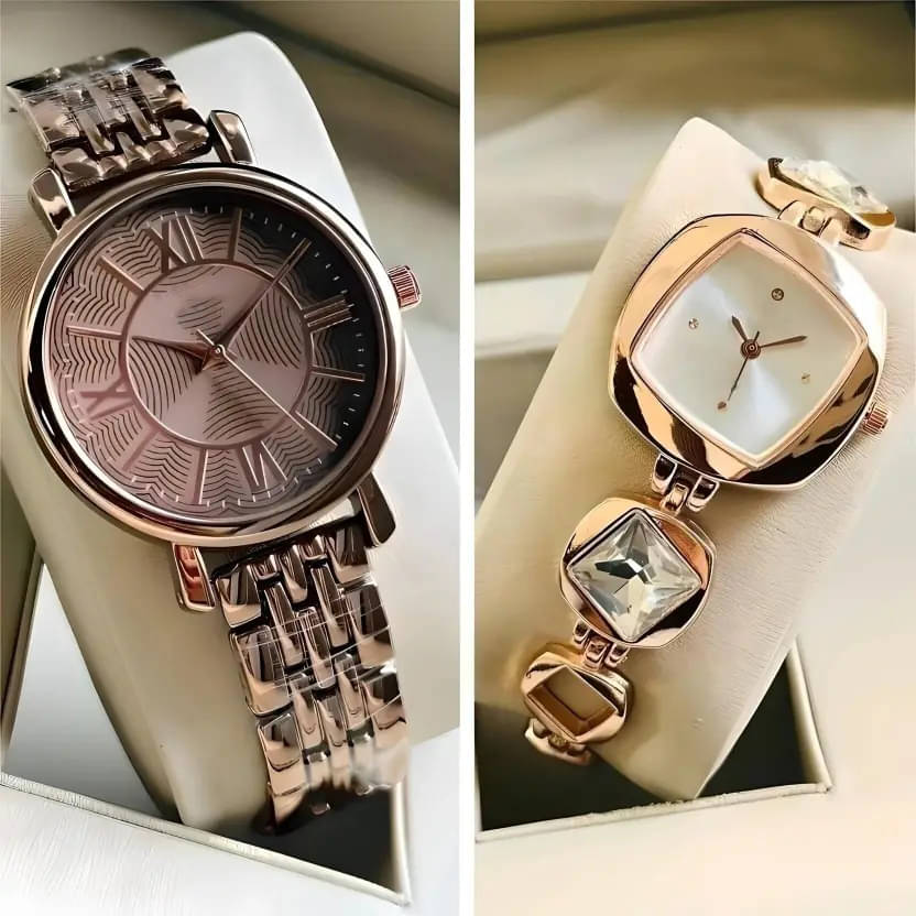     			AKS Brown Metal Analog Womens Watch