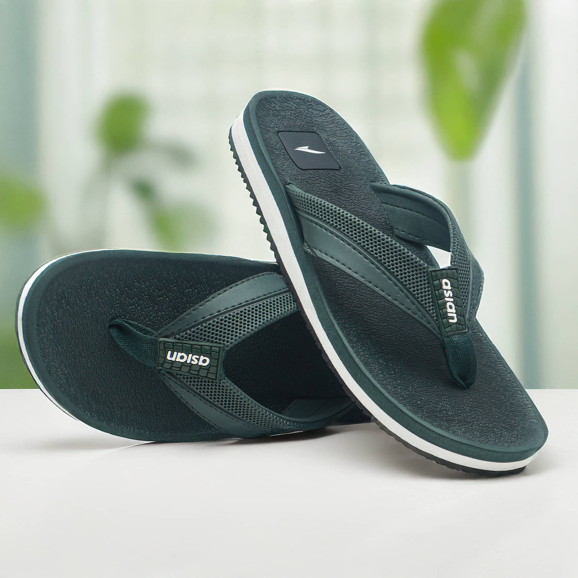     			ASIAN Green Men's Thong Flip Flop