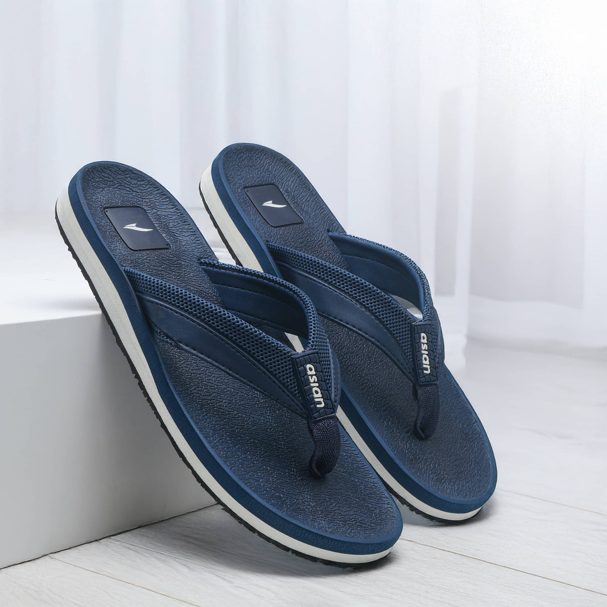     			ASIAN Navy Men's Thong Flip Flop