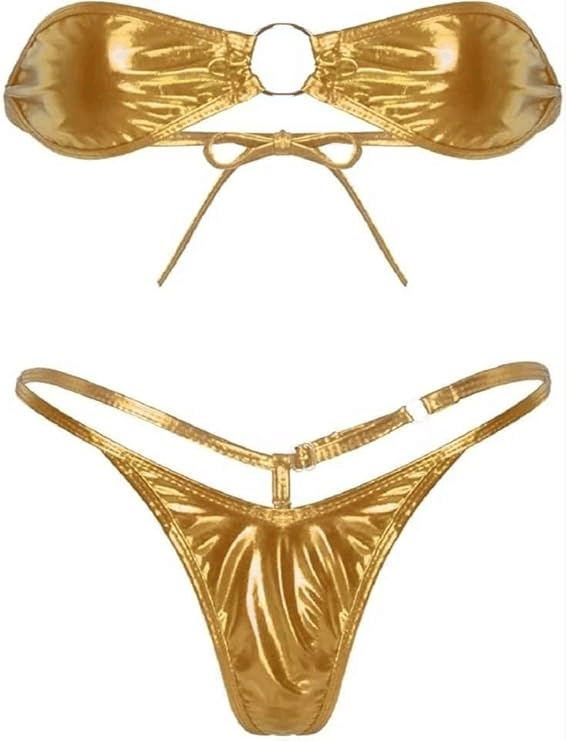     			ATIMUNA Gold Polyester Women Baby Doll Dress With Panty