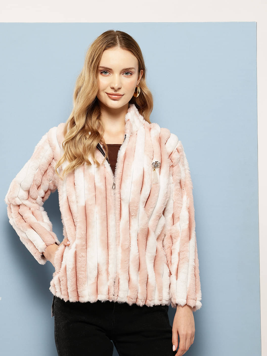     			Aarika - Faux Fur Peach Jackets Pack of 1