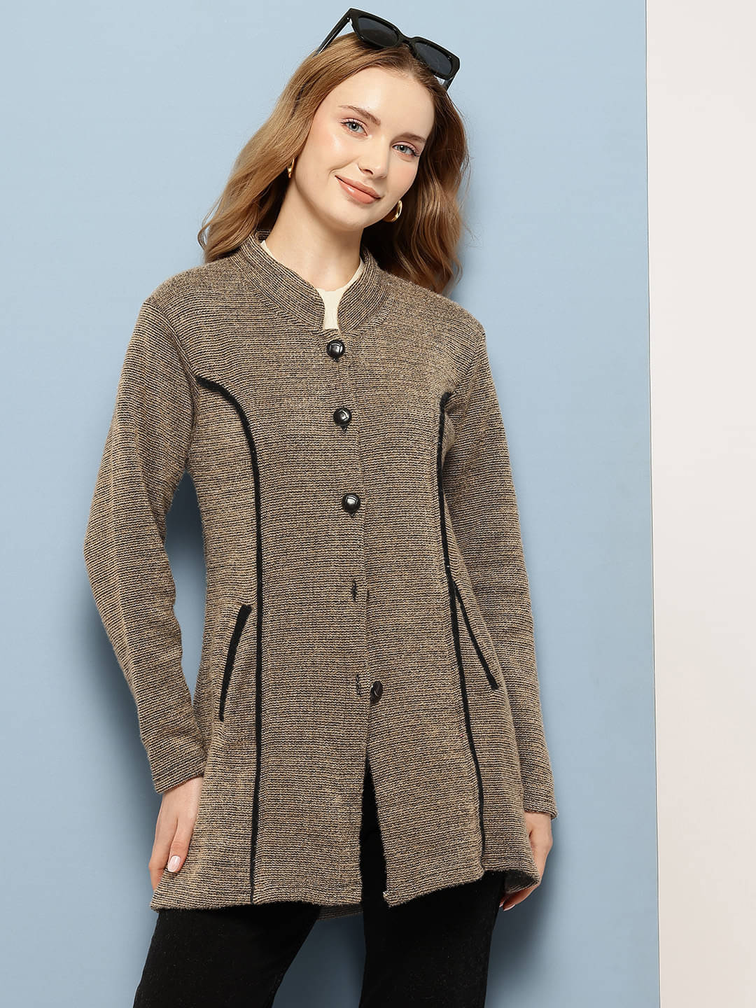     			Aarika Woollen Regular Collar Women's Buttoned Cardigans - Beige ( Pack of 1 )