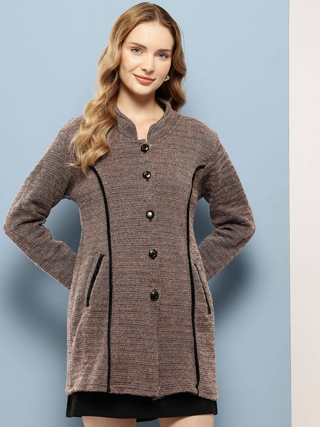    			Aarika Woollen Regular Collar Women's Buttoned Cardigans - Brown ( Pack of 1 )