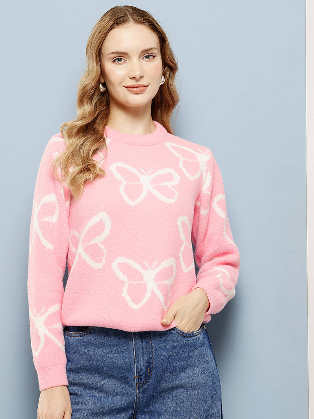     			Aarika Woollen Round Neck Women's Pullovers - Pink ( Pack of 1 )