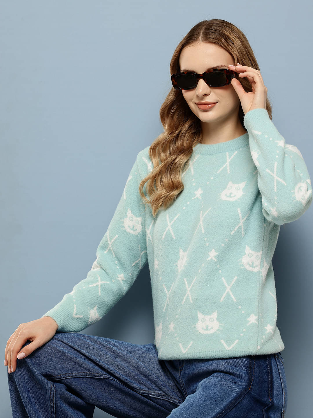     			Aarika Woollen Round Neck Women's Pullovers - Blue ( Pack of 1 )