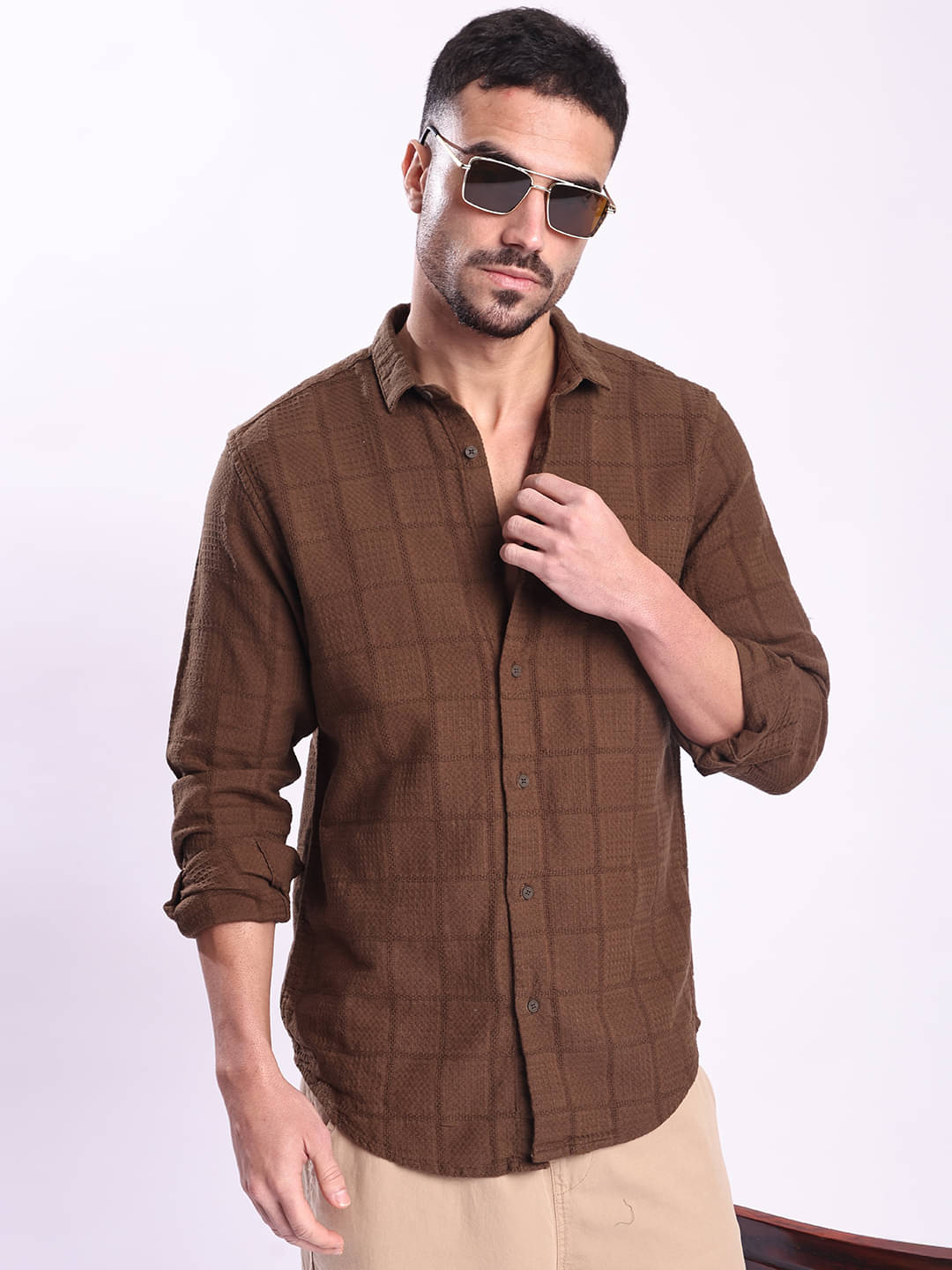     			Bene Kleed 100% Cotton Regular Fit Checks Full Sleeves Men's Casual Shirt - Brown ( Pack of 1 )