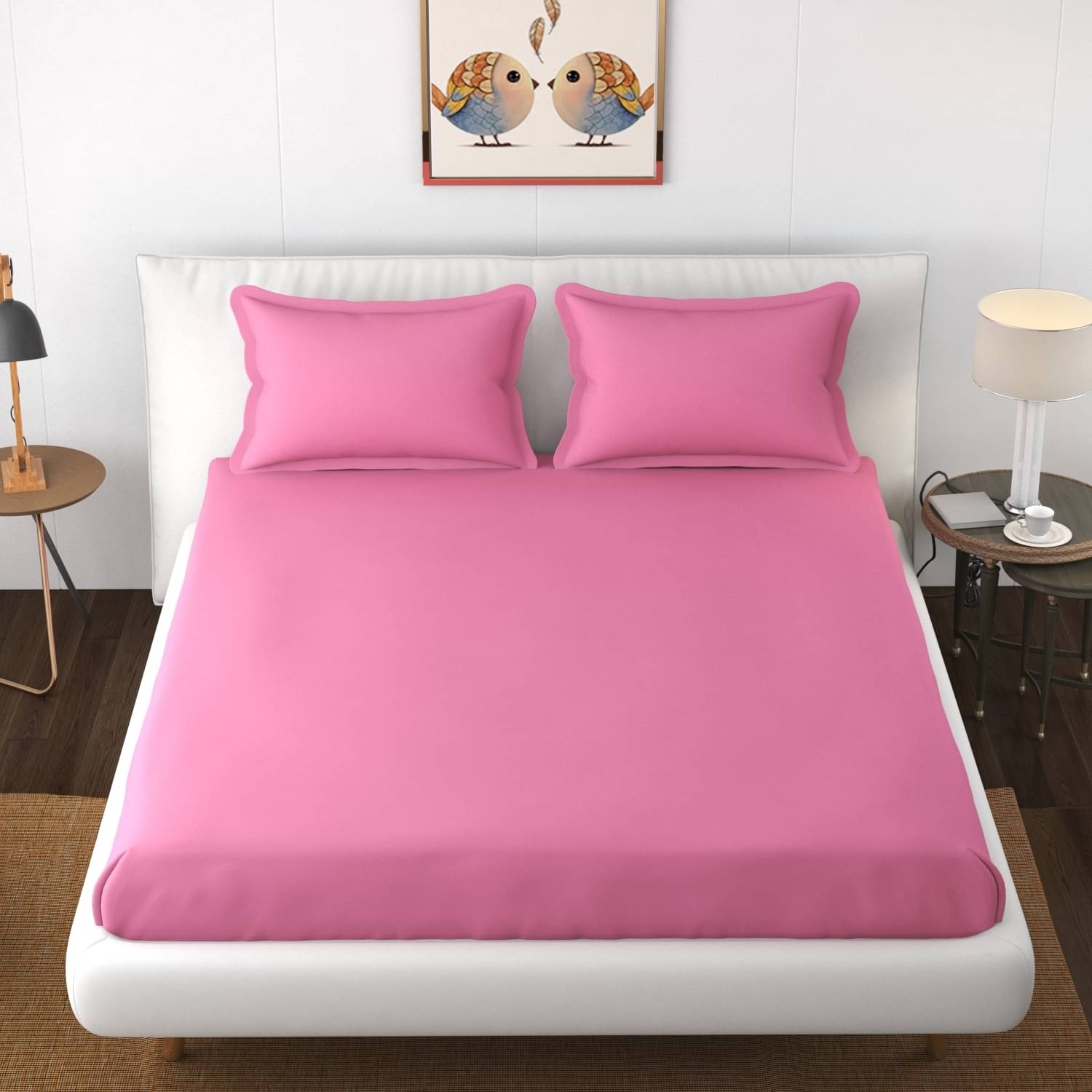     			Bromwick Microfiber 1 Double Bedsheet with 2 Pillow Covers ( Pink )