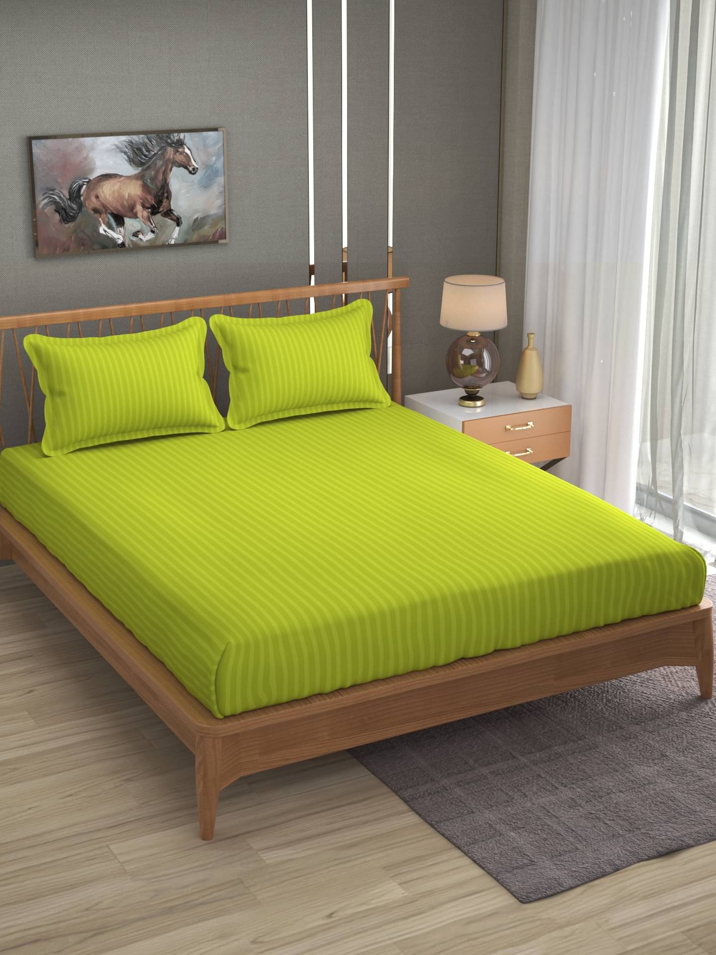     			Bromwick Microfiber 1 Double Bedsheet with 2 Pillow Covers ( Green )