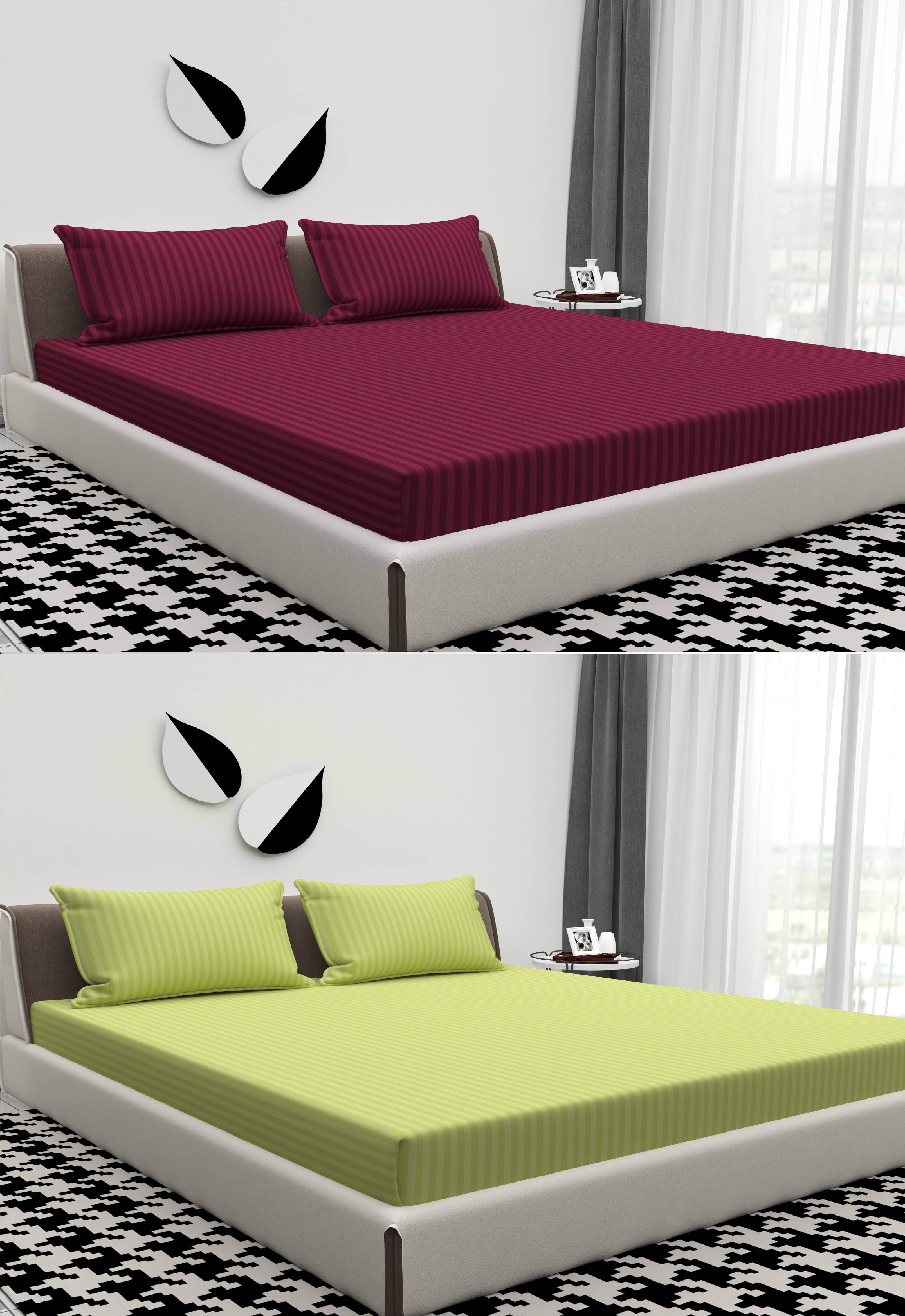     			Bromwick Microfiber 1 Double Bedsheet with 2 Pillow Covers ( Multicolor )