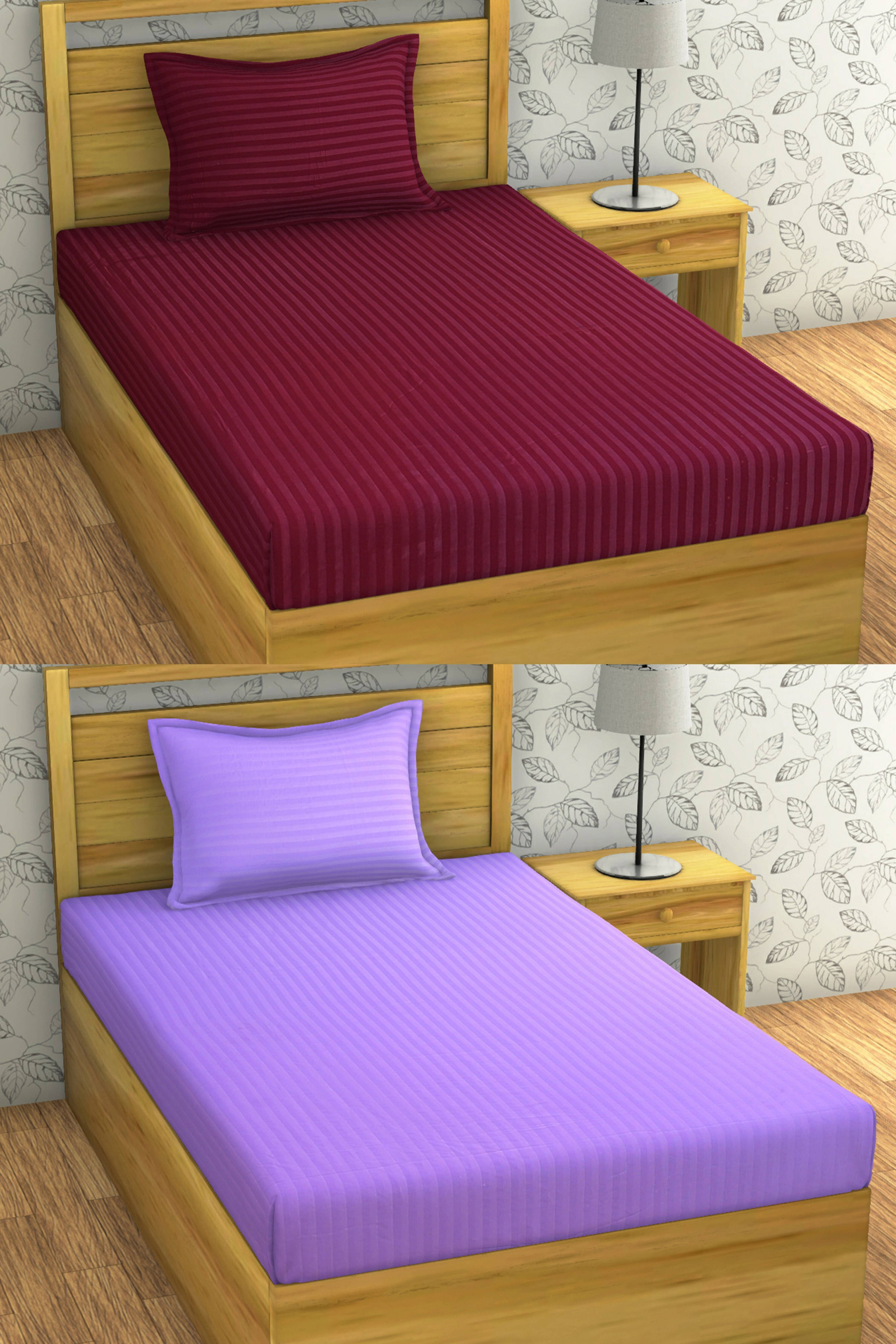     			Bromwick Microfiber 1 Single Bedsheet with 1 Pillow Cover ( Purple )
