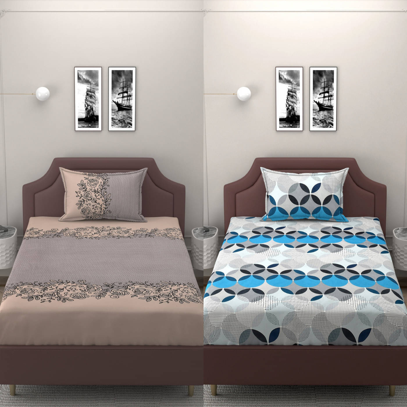     			Bromwick Microfiber 1 Single Bedsheet with 1 Pillow Cover ( Beige )