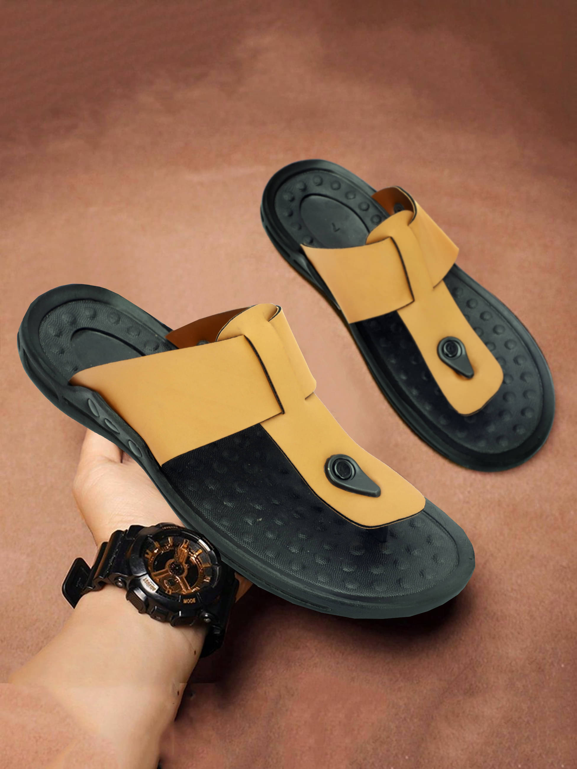     			Buxton Tan Men's Slide Flip Flop