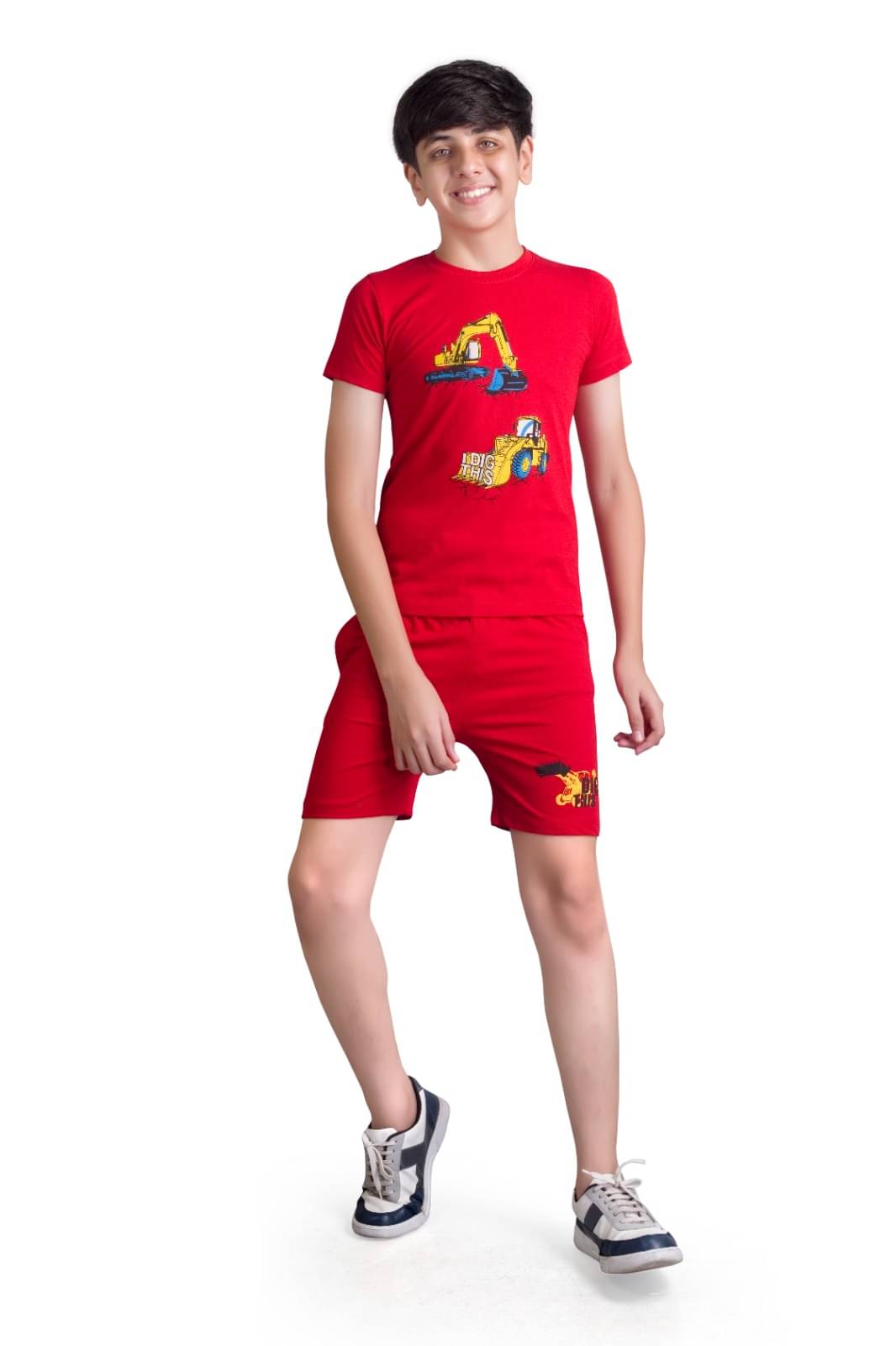     			Cute Bee Pack of 1 Boys Cotton Blend T-Shirt & Shorts Set ( Red )