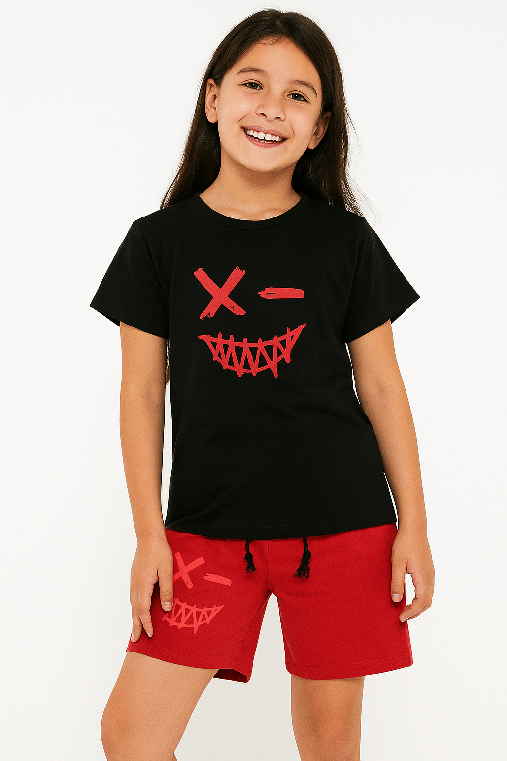     			DEE RAJ CREATIONS Pack of 1 Girls Cotton Blend T-shirt & Shorts ( Red )