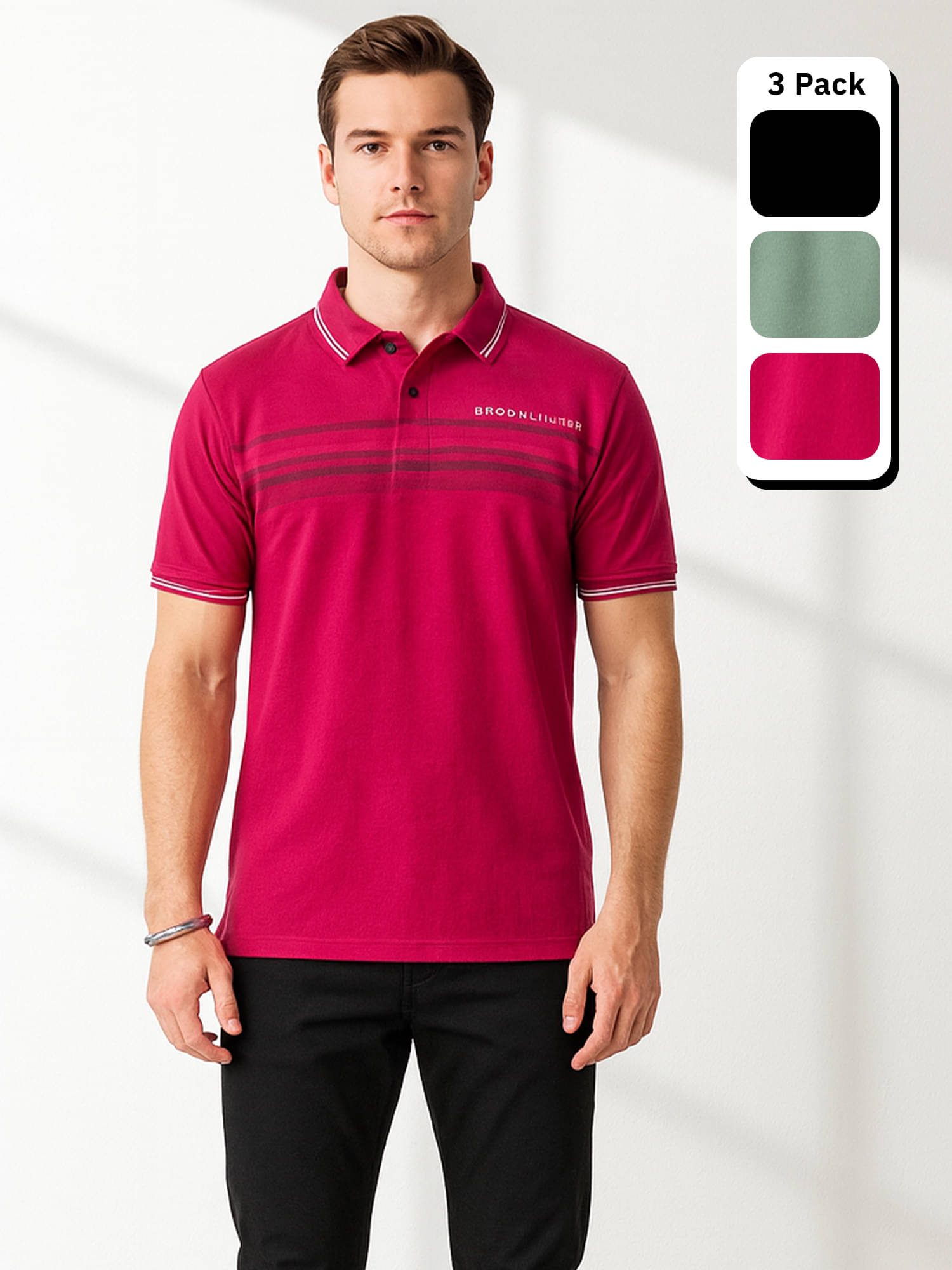     			Dollar Men Cotton Regular Fit Printed Polo T Shirt ( Multicolor8 )