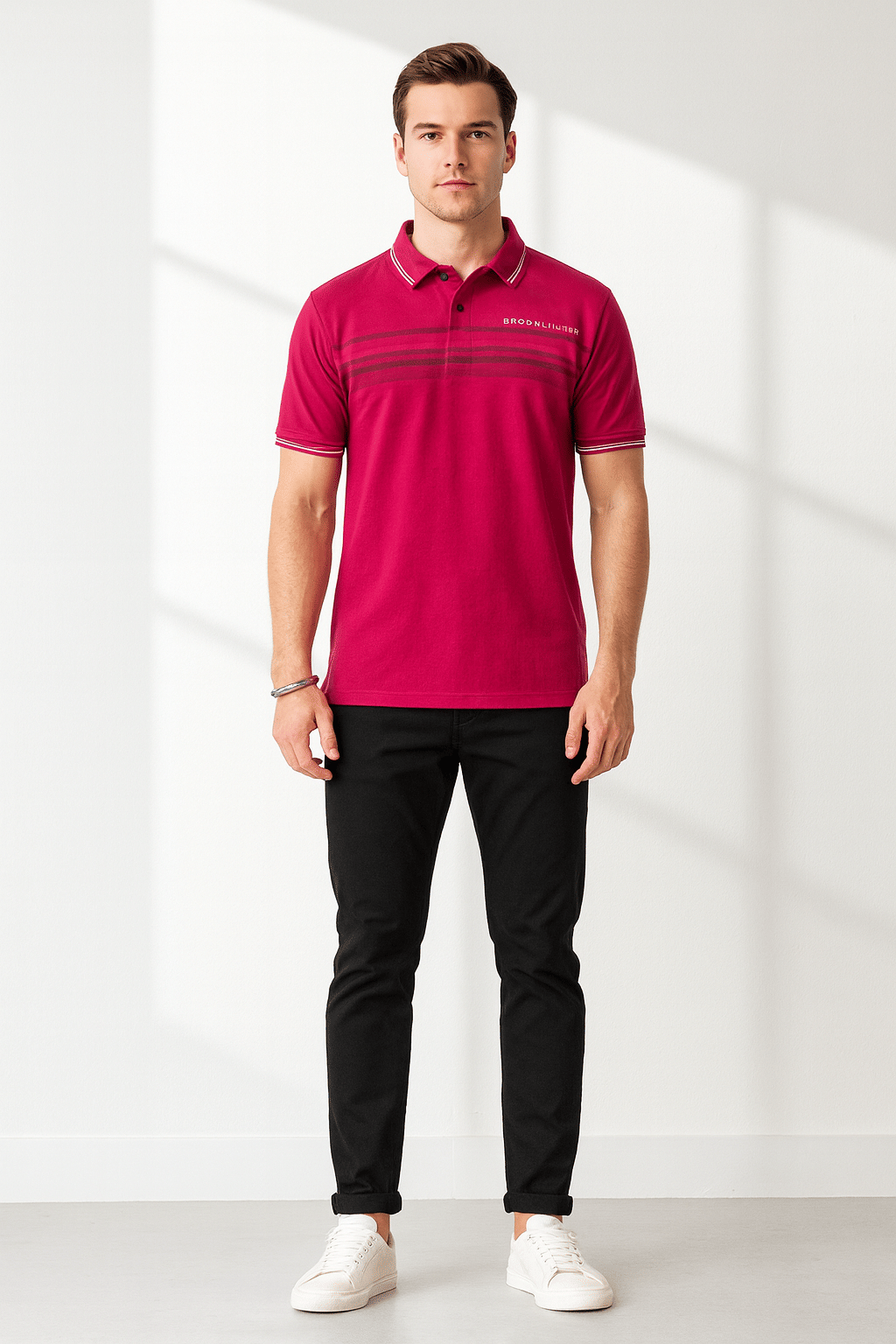 Dollar Men Cotton Regular Fit Printed Polo T Shirt ( Maroon )