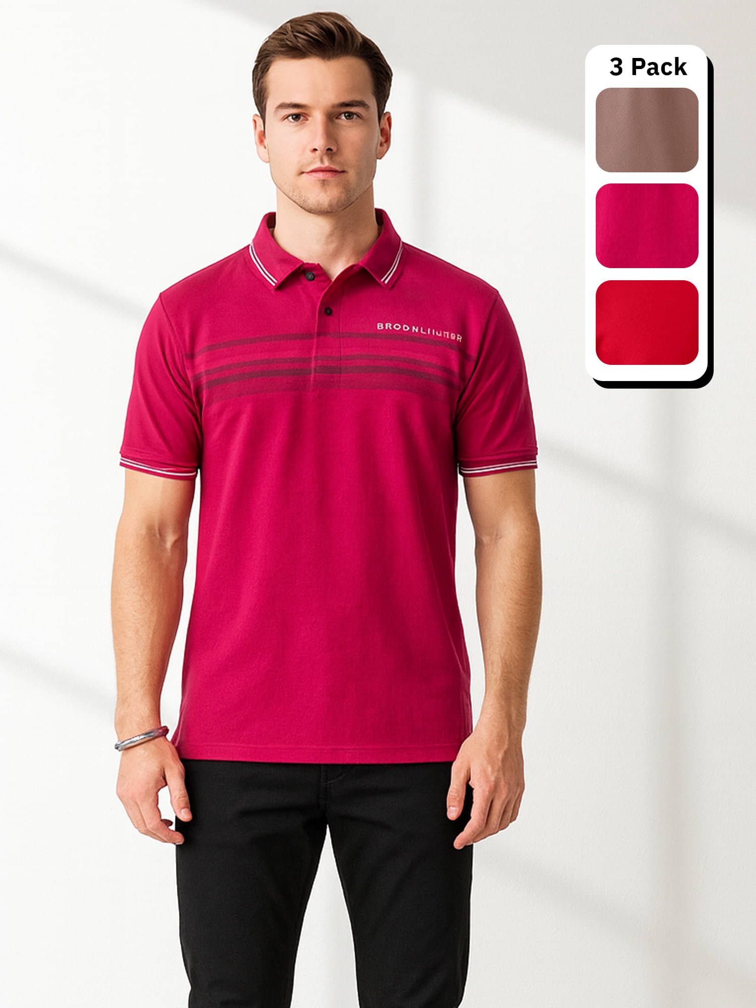     			Dollar Men Cotton Regular Fit Printed Polo T Shirt ( Multicolor6 )