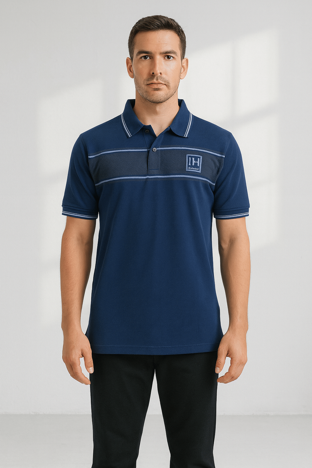 Dollar Men Cotton Regular Fit Printed Polo T Shirt ( Blue )