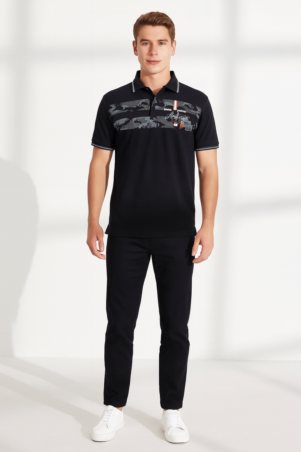 Dollar Men Cotton Regular Fit Printed Polo T Shirt ( Black )