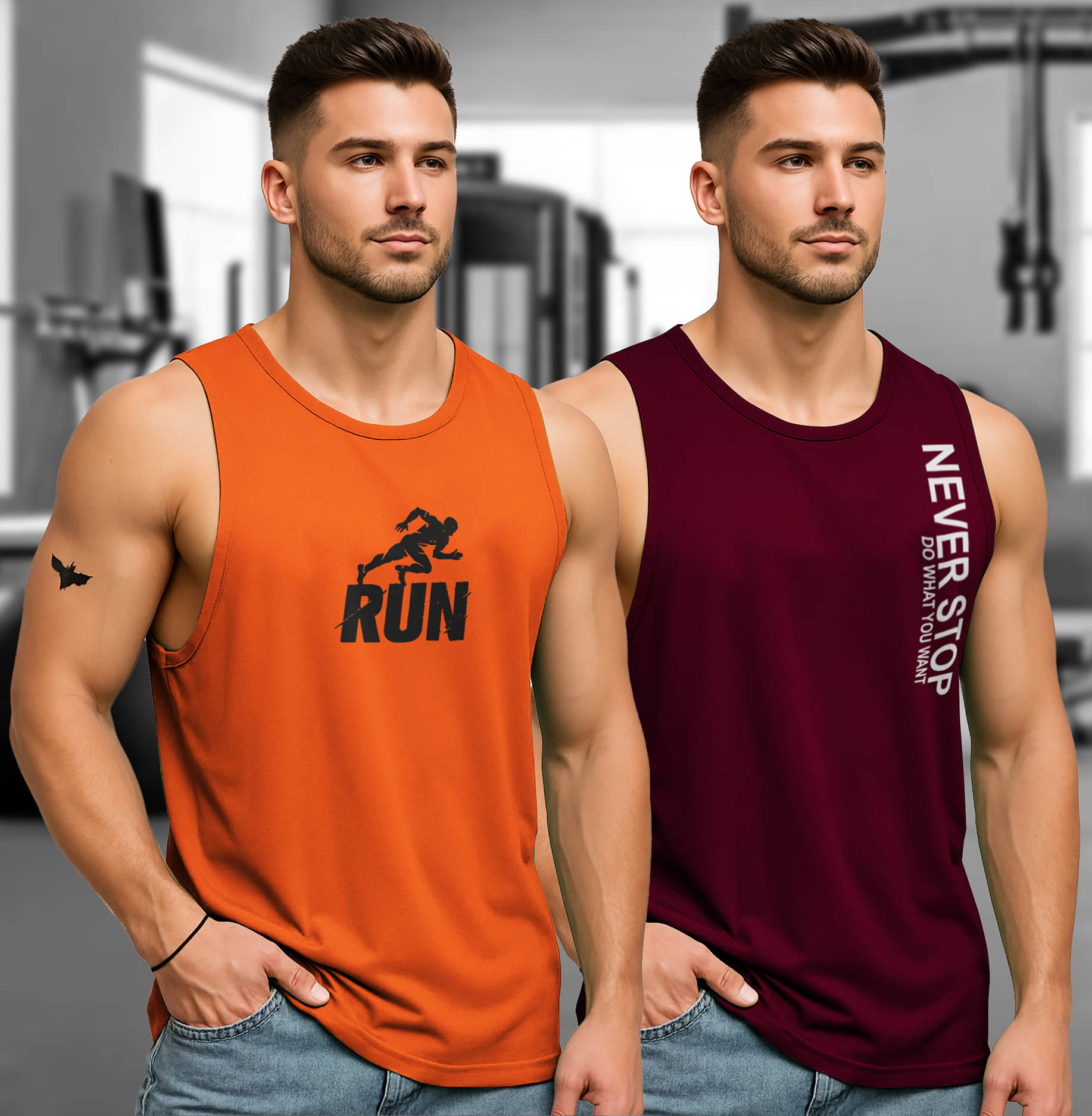 FUZER Pack of 2 Polyester Tank For Men ( Multicolor8 )     			FUZER Pack of 2 Polyester Tank For Men ( Multicolor8 )