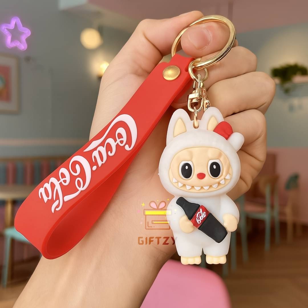     			Labubu Toy Keychain Labubu Doll Cartoon Silicone Keyring for Girls-teens Gifting Key Chain