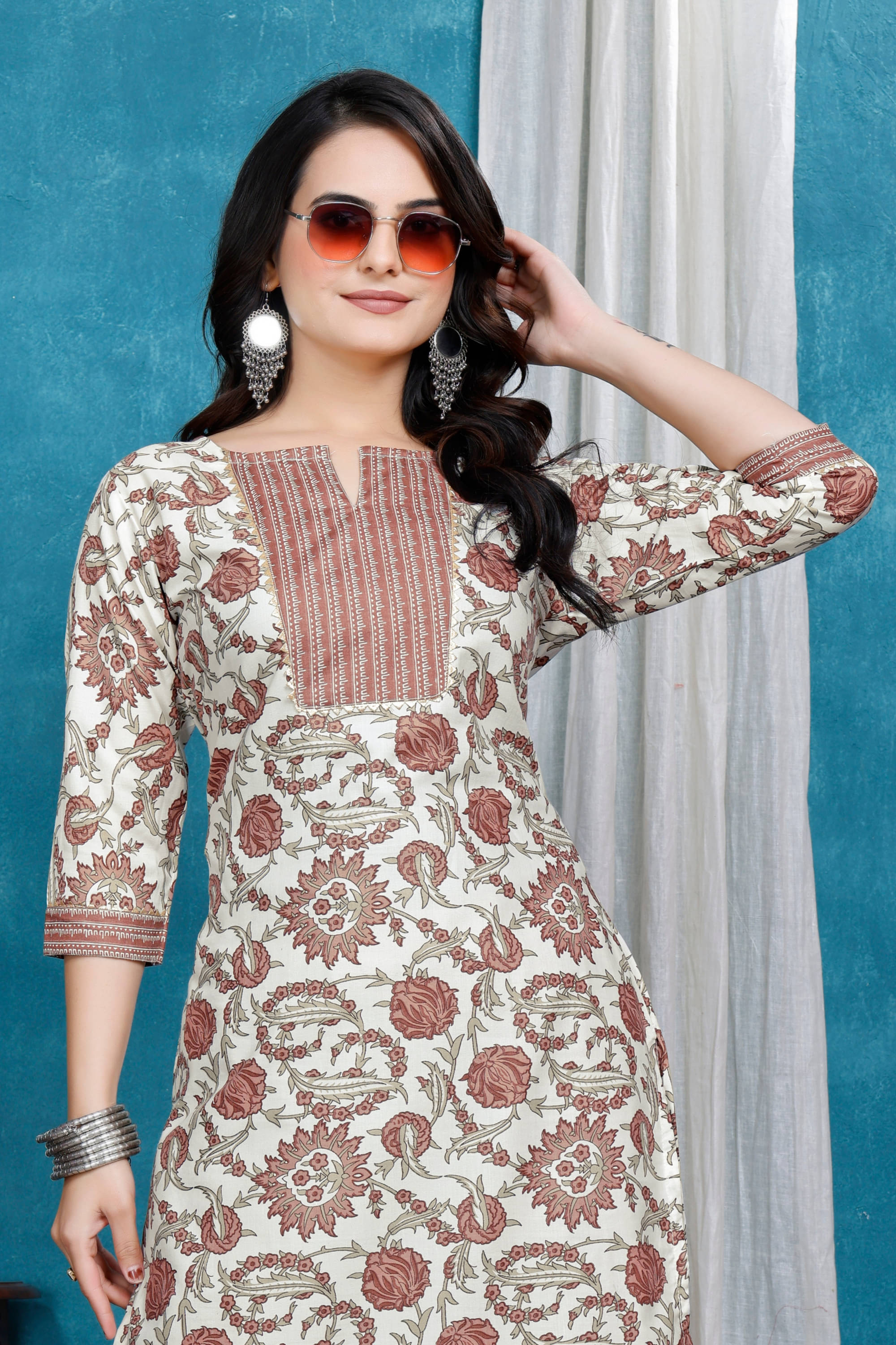     			Hemang Fashion Women Cotton Printed A-line Kurti With Sharara And Gharara ( Peach )