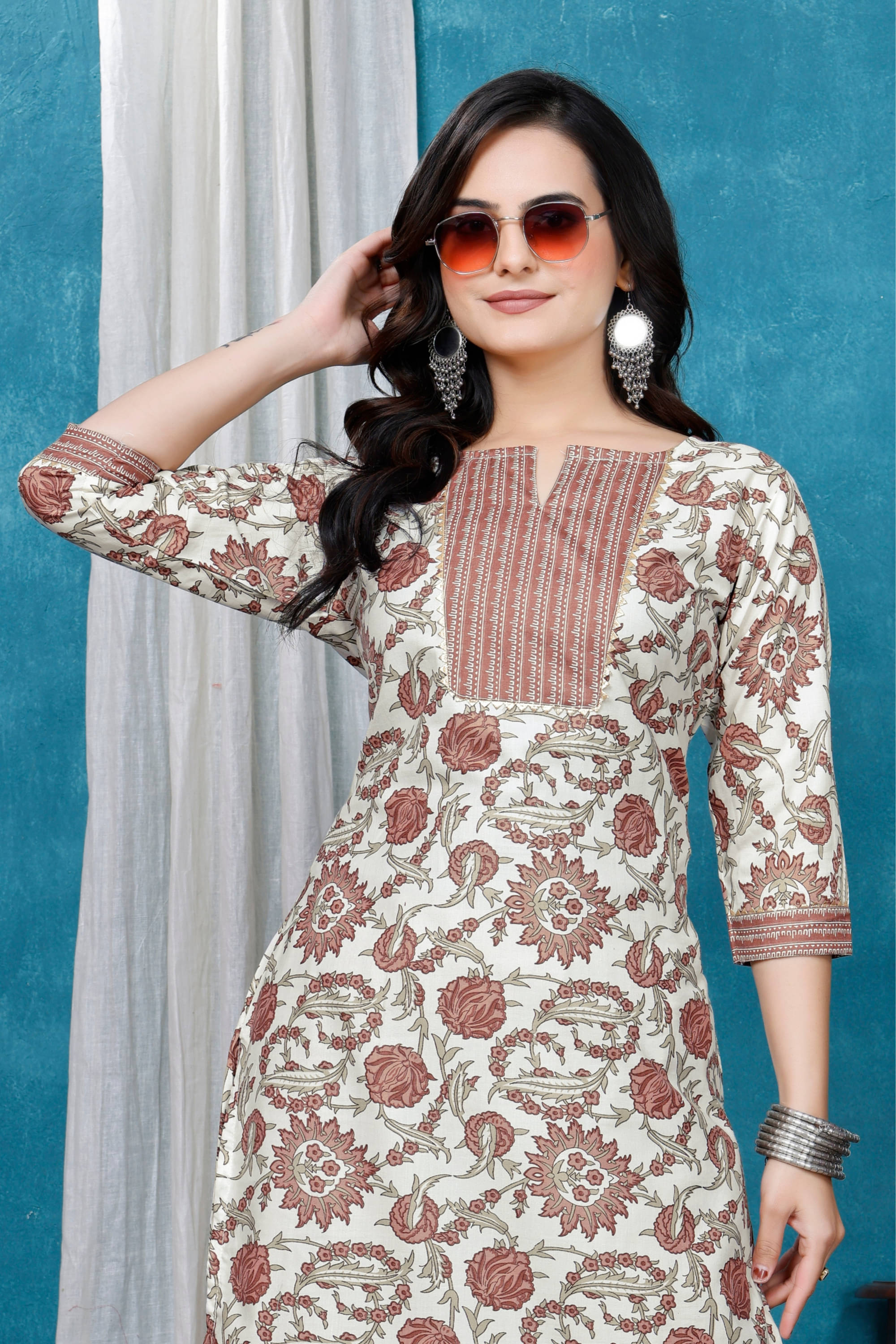     			Hemang Fashion Women Cotton Printed A-line Kurti With Sharara And Gharara ( Peach )