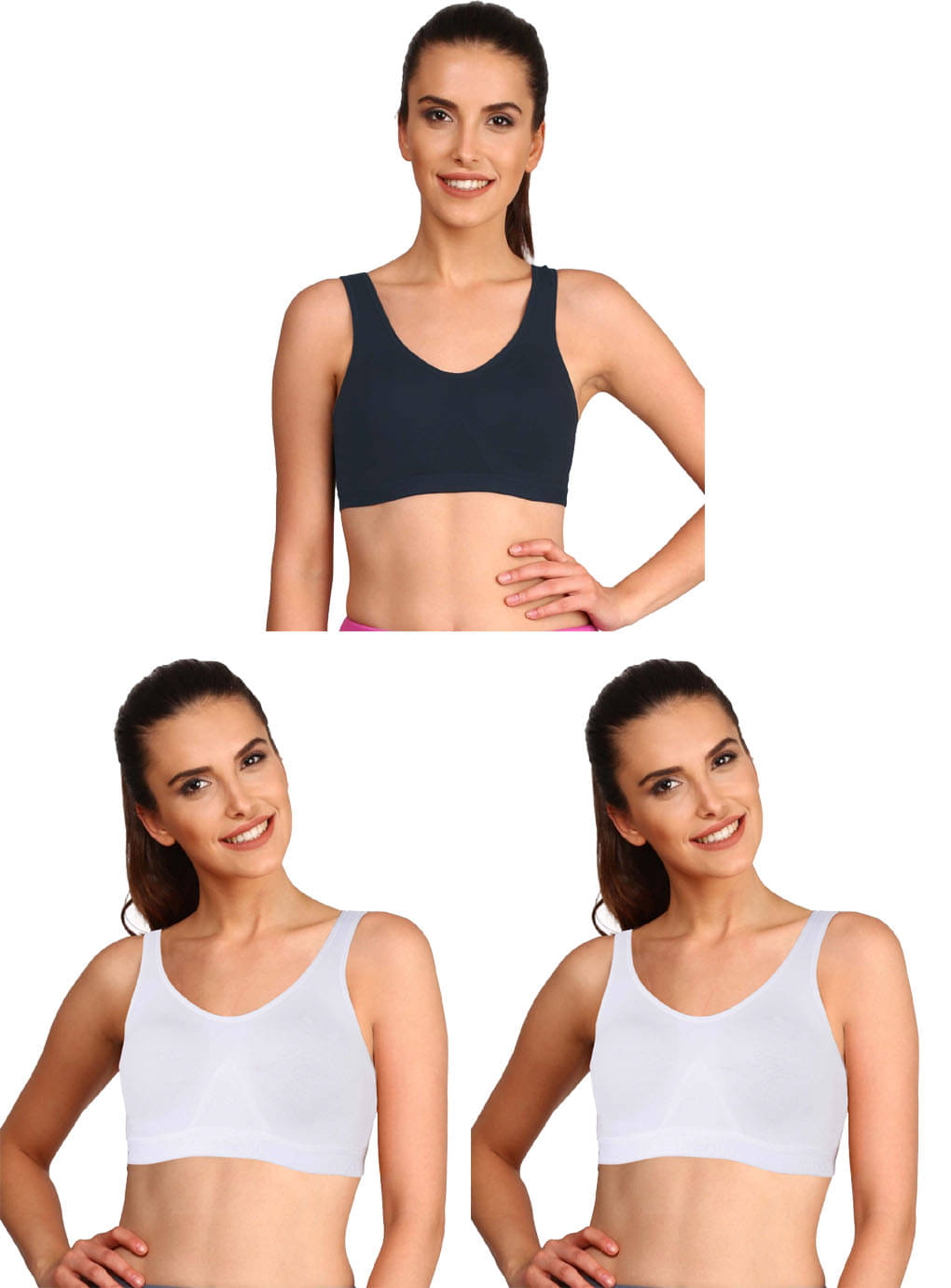     			Jockey Pack of 3 Cotton Non Padded Sports Bra For Women ( Multicolor 6 )