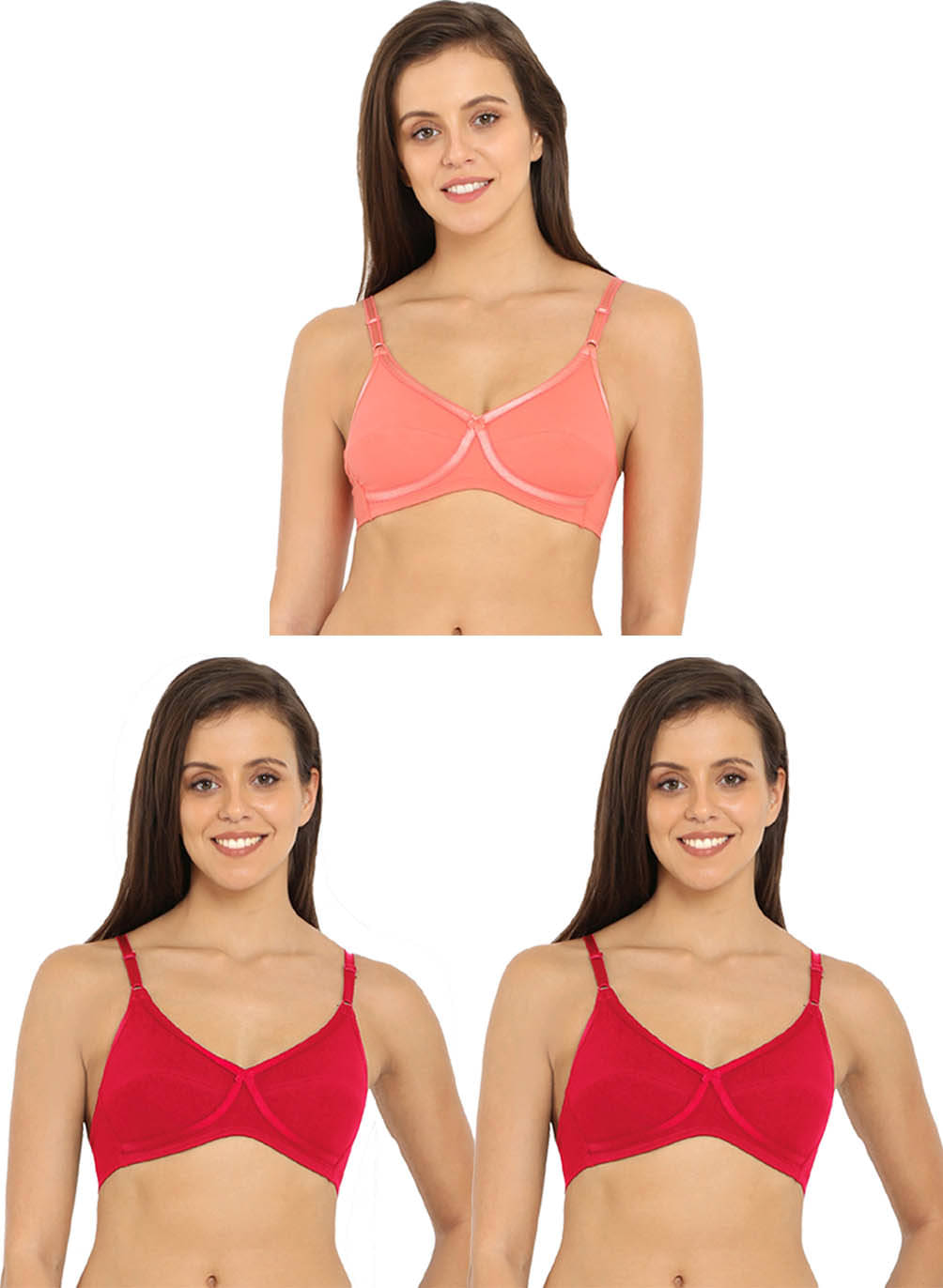     			Jockey Pack of 3 Cotton Non Padded Everyday Bra For Women ( Multicolor 2 )