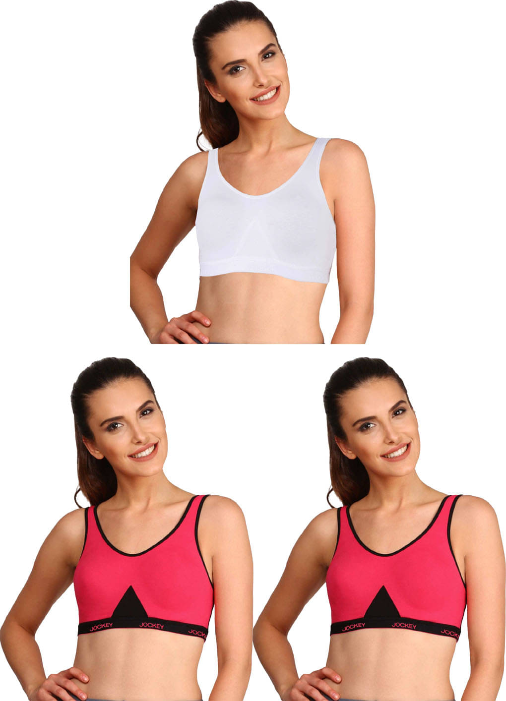     			Jockey Pack of 3 Cotton Non Padded Sports Bra For Women ( Multicolor 9 )