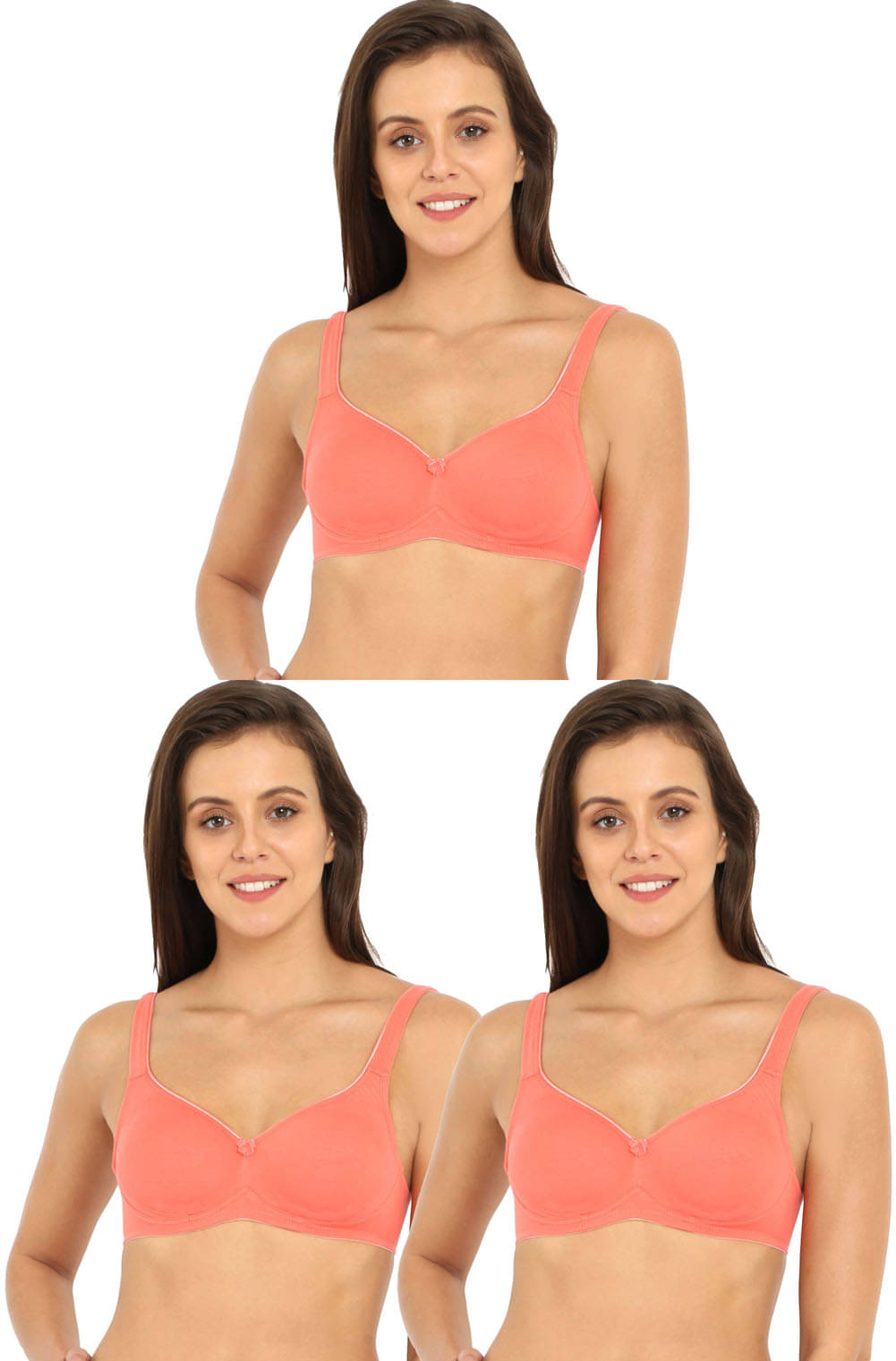 Jockey Pack of 3 Cotton Non Padded Minimizer Bra For Women ( Pink )     			Jockey Pack of 3 Cotton Non Padded Minimizer Bra For Women ( Pink )
