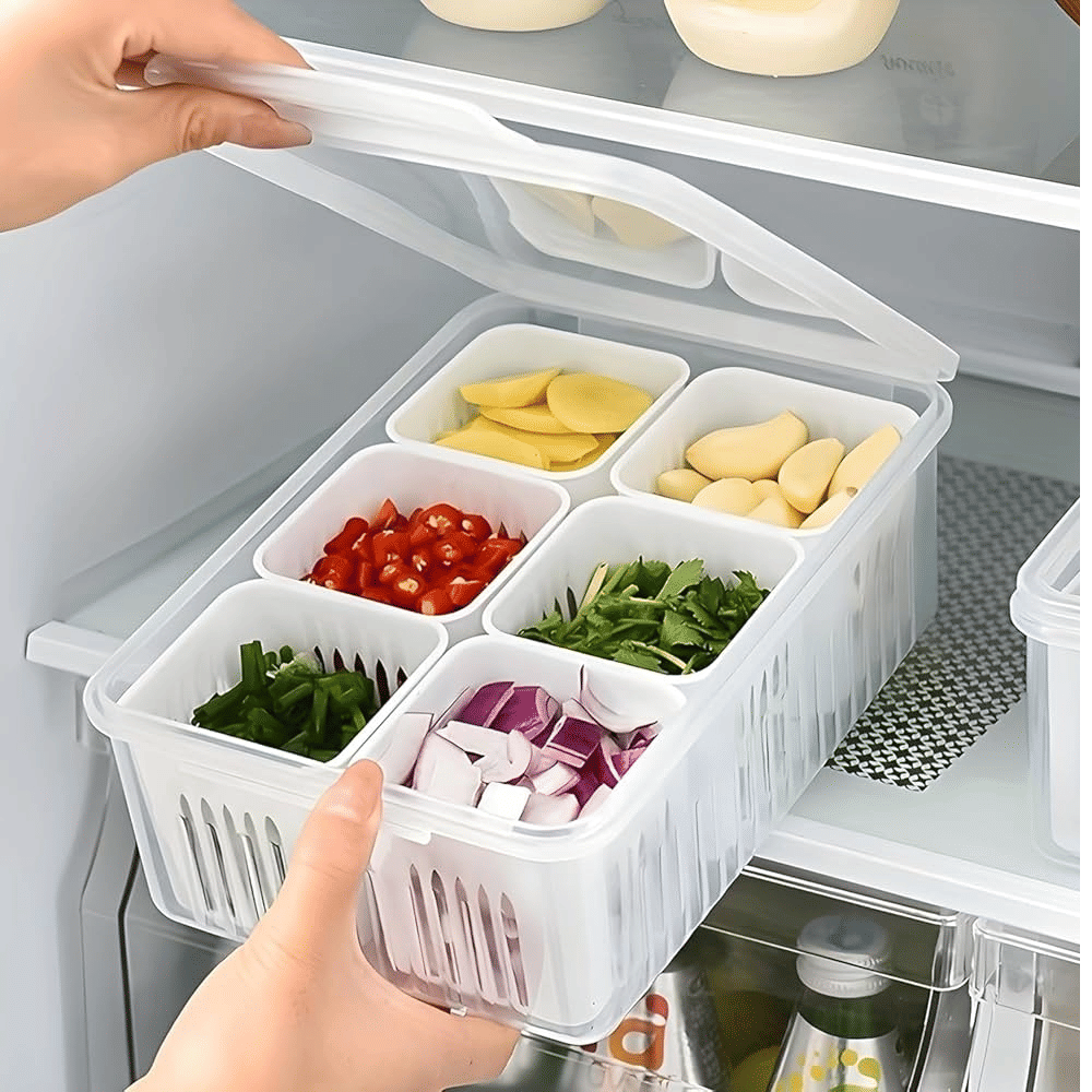     			KEDAR PLAST 6 Grid Plastic White Food Container ( Set of 1 )