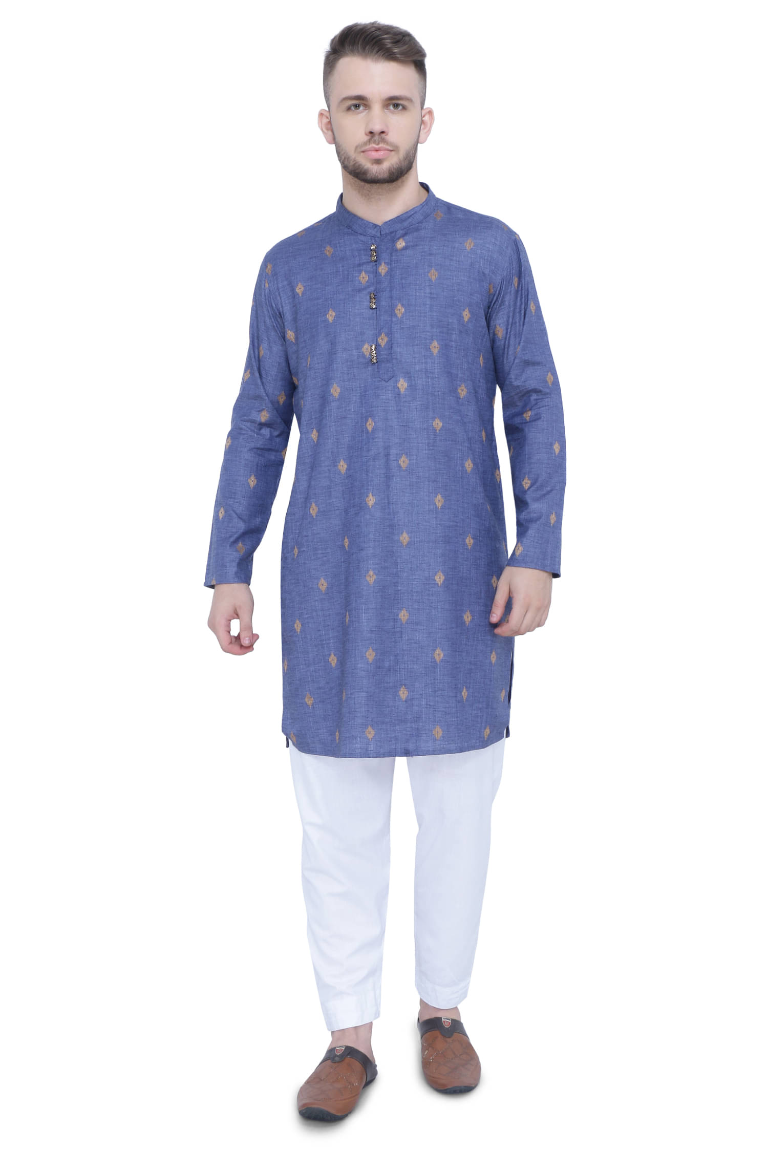     			Kuons Avenue Navy Blue Viscose Men's Regular Kurta ( Pack of 1 )